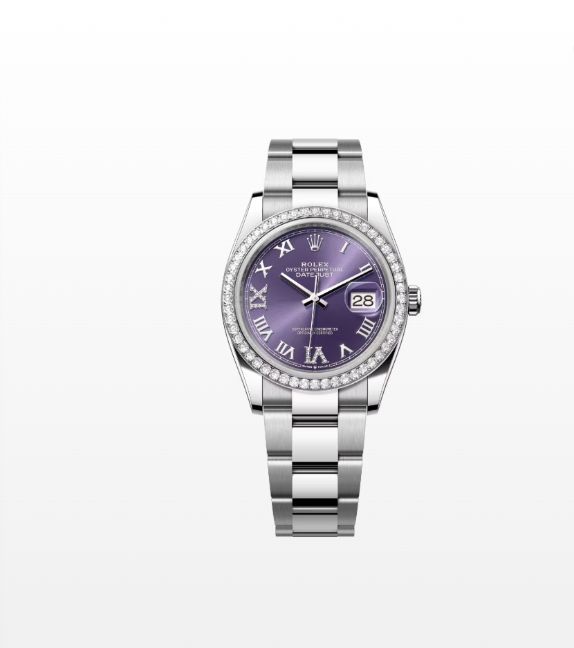 Rolex Datejust 36Mm 126284RBR Purple Roman VIIX Diamonds Oyster 2026