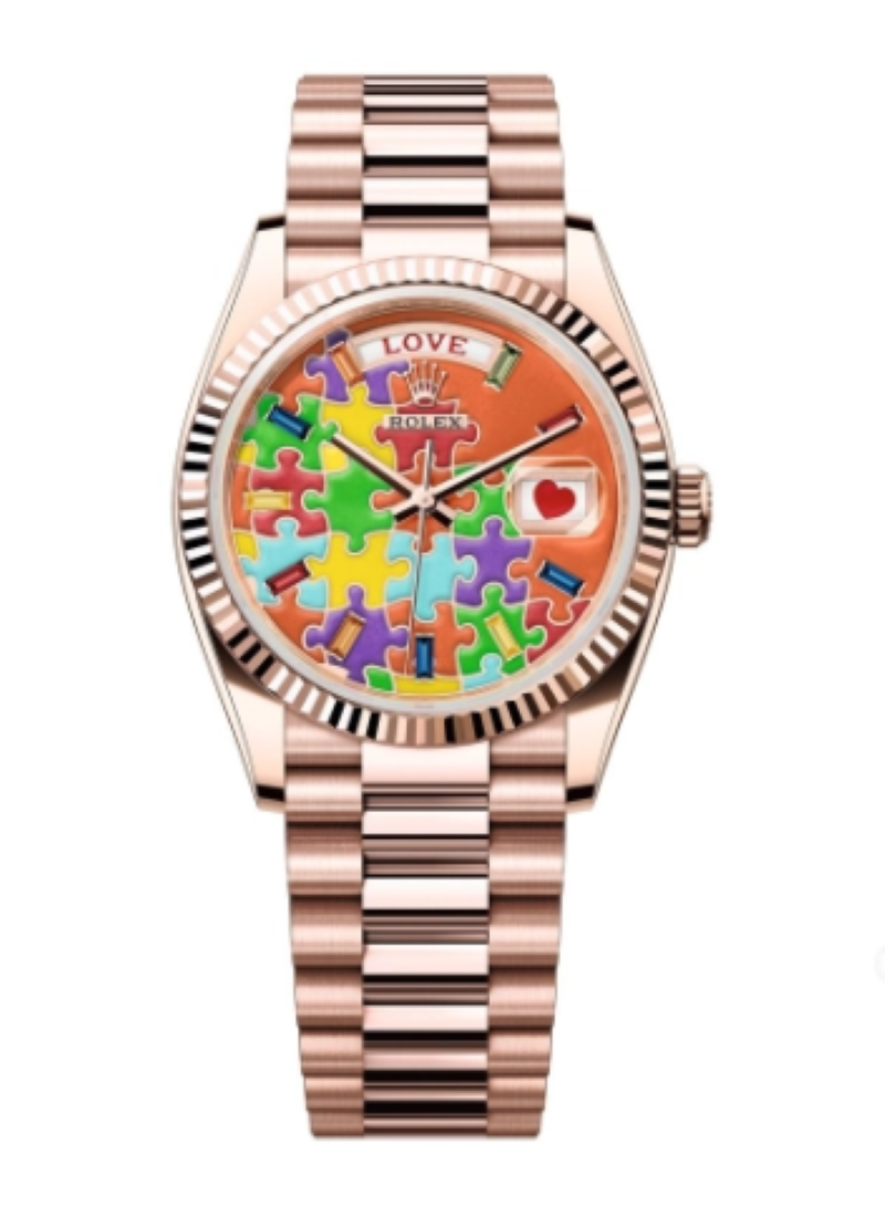 Rolex Day-Date 36 Everose Gold - Fluted / Emoji Puzzle 128235 2026