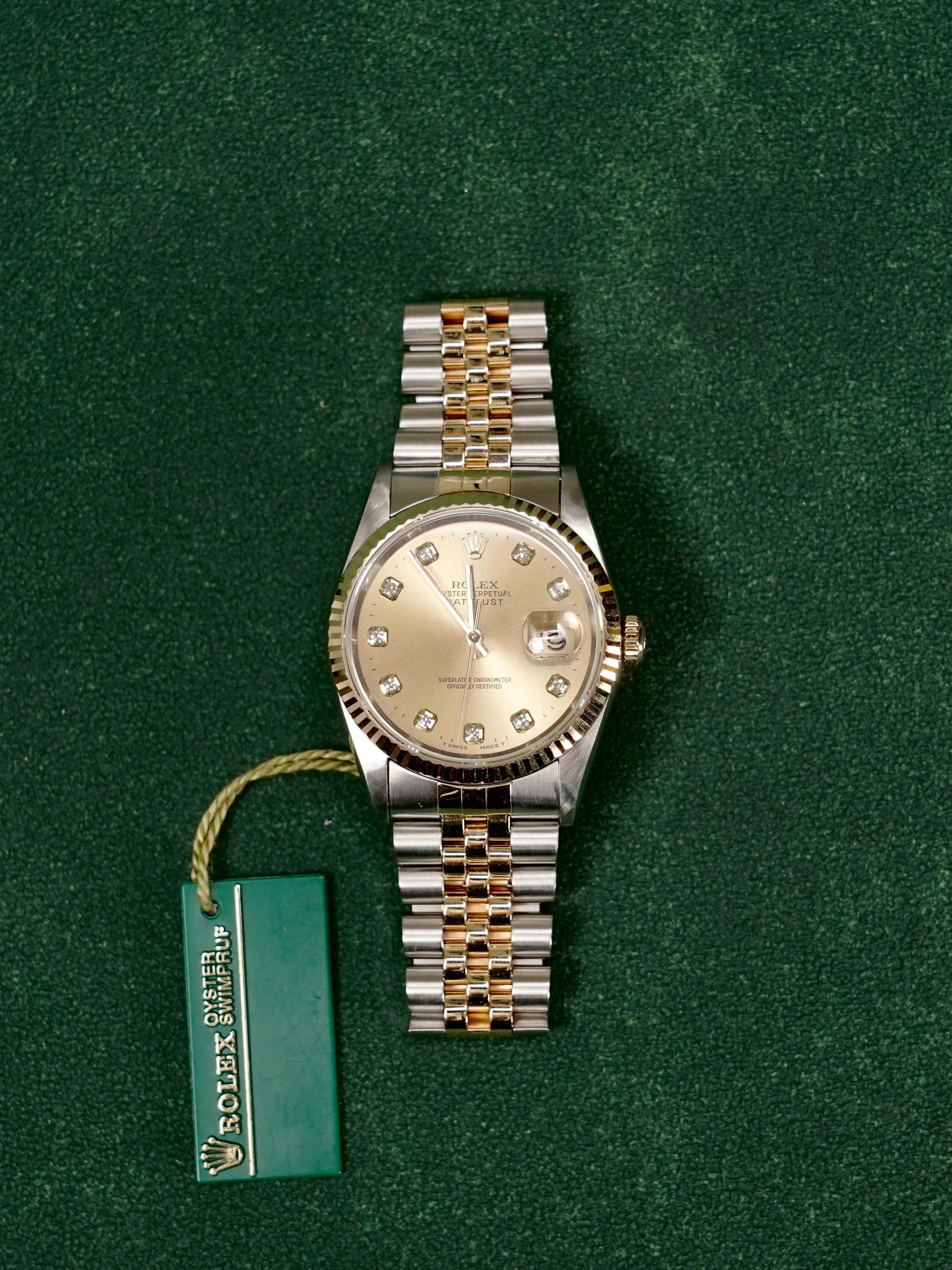 Rolex Datejust 36 16233G Gold Jubilee 1998 Original Paper – EW Watches