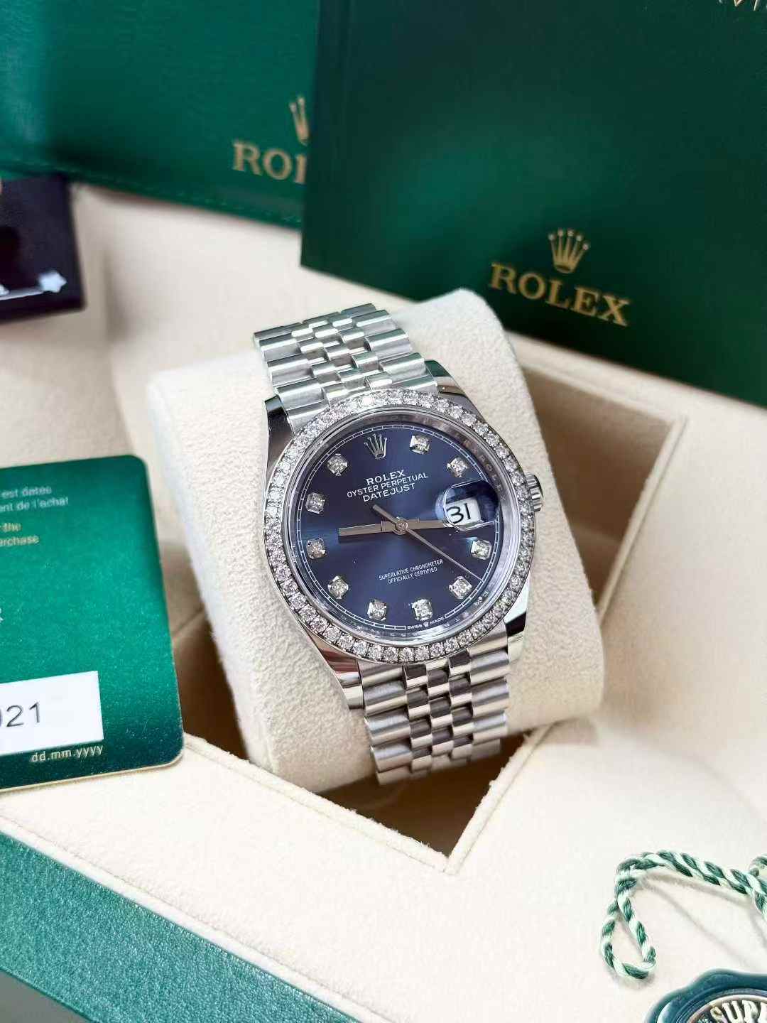 ROLEX 126284 blue diamond  jubilee  full links