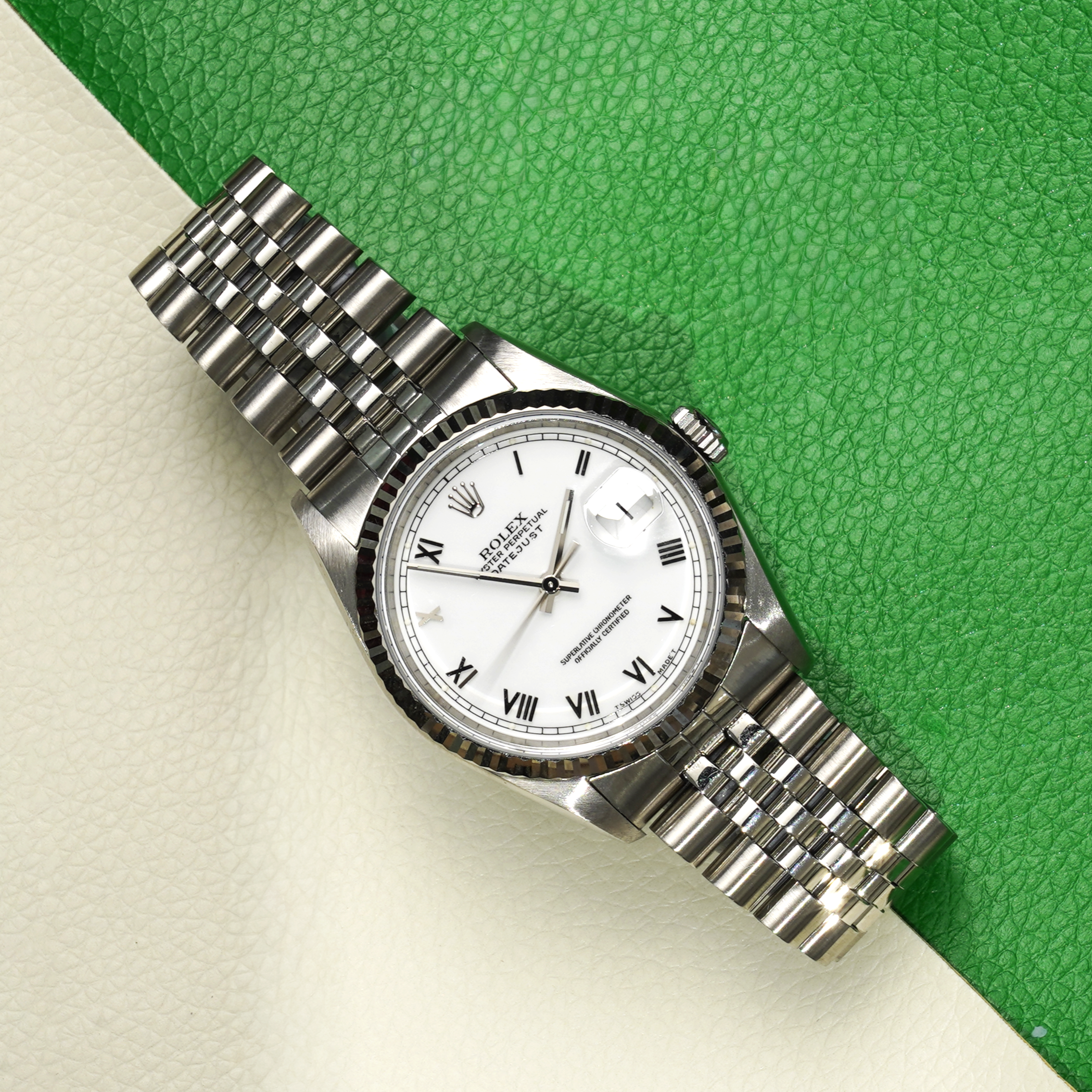 Rolex Datejust 36 16234 White Roman Jubilee 1994 full set