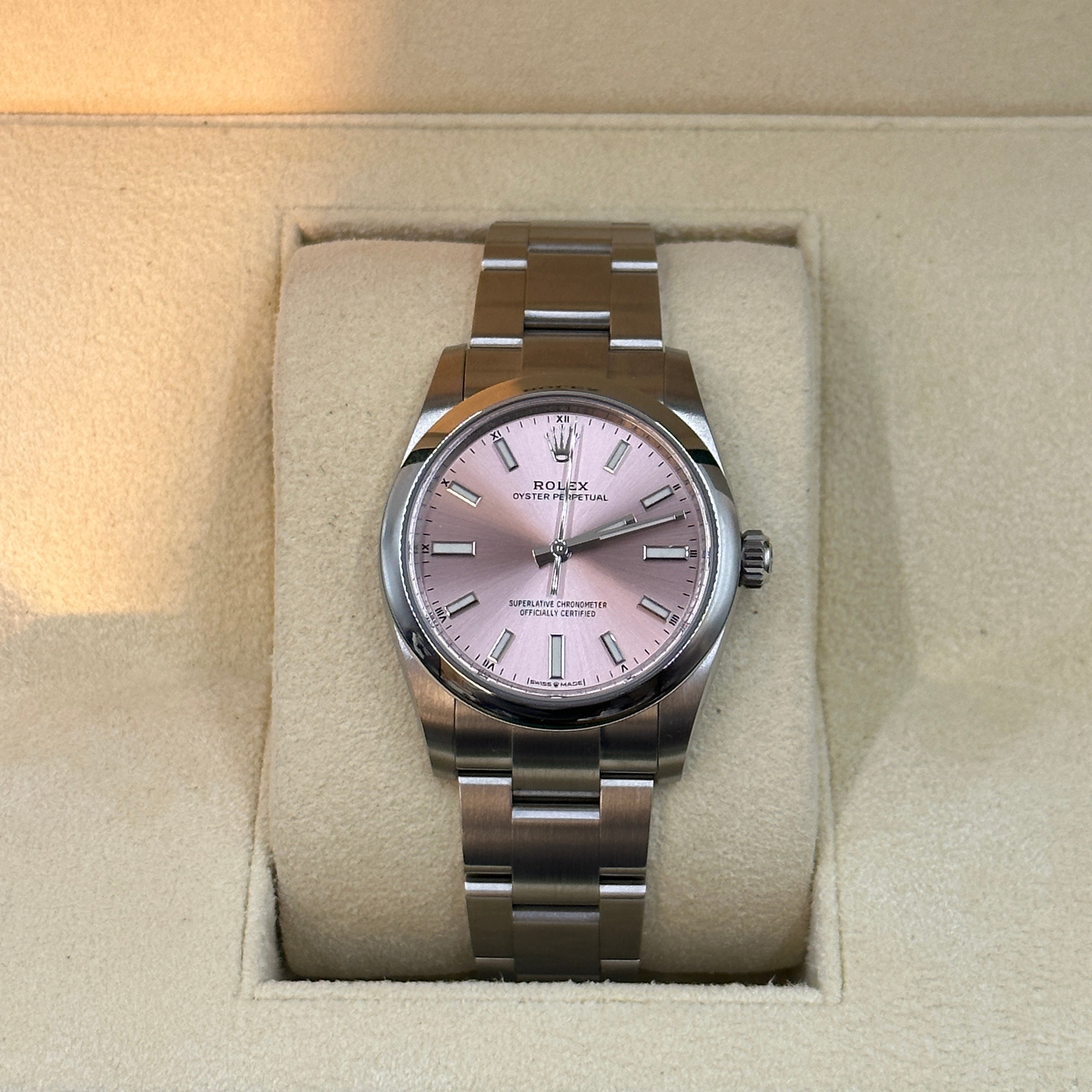 Rolex Oyster Perpetual 34 124200 Pink Index 2025 – EW Watches