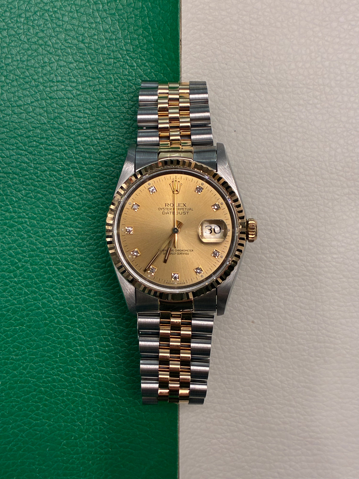 Rolex Datejust 36 16233 Champagne Diamond Jubilee Full Set-AAA