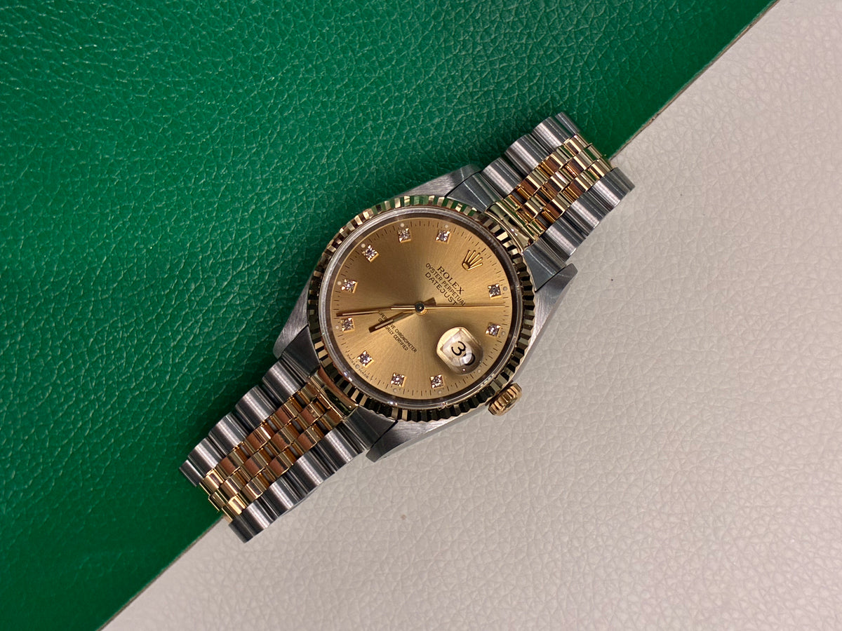 Rolex Datejust 36 16233 Champagne Diamond Jubilee Full Set-AAA