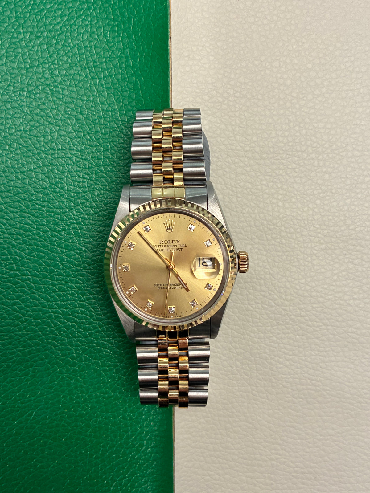 Rolex Datejust 36 16013 Champagne Diamond Jubilee Full Set--AAC