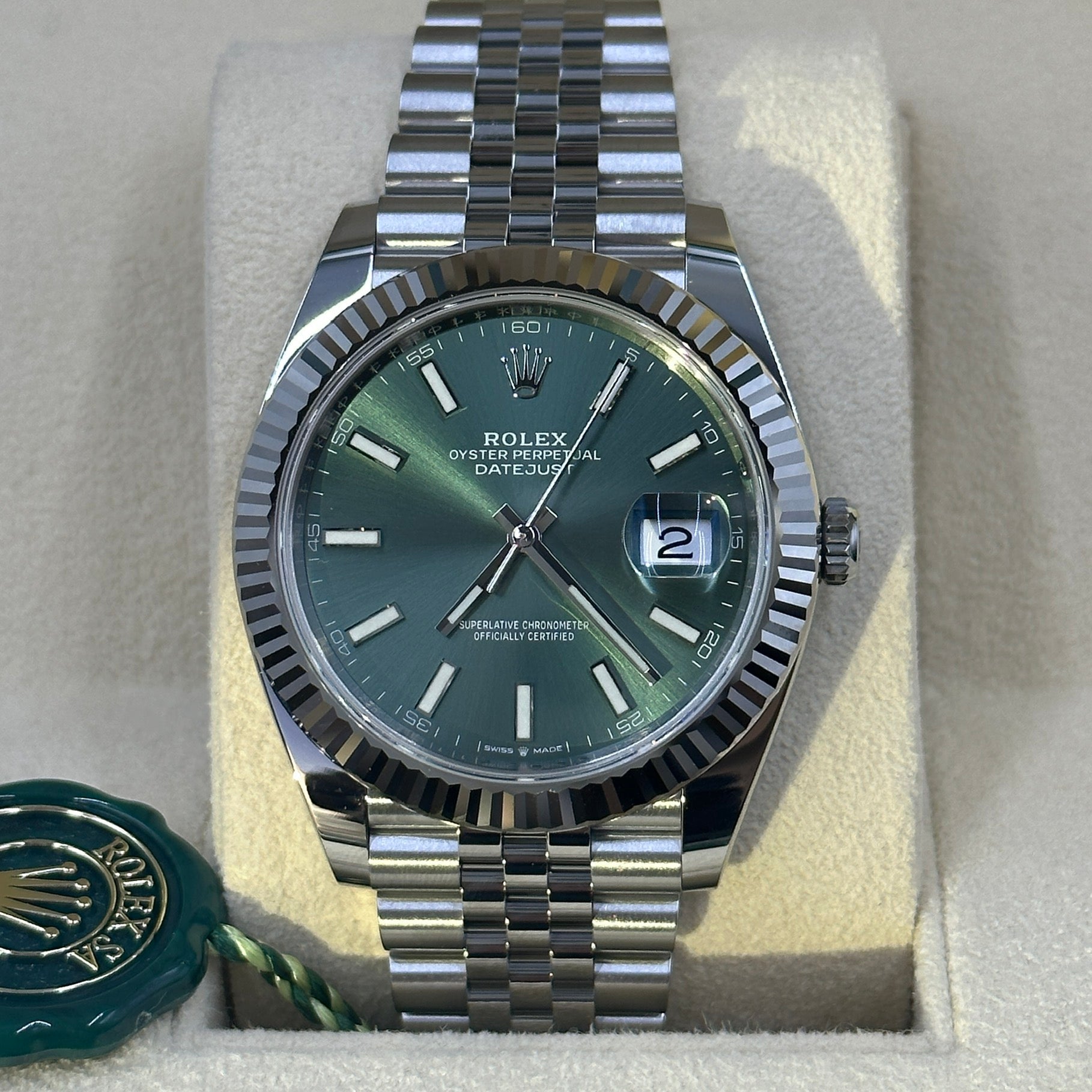 Rolex Datejust 41 126334 Mint Green Index Jubilee 2025