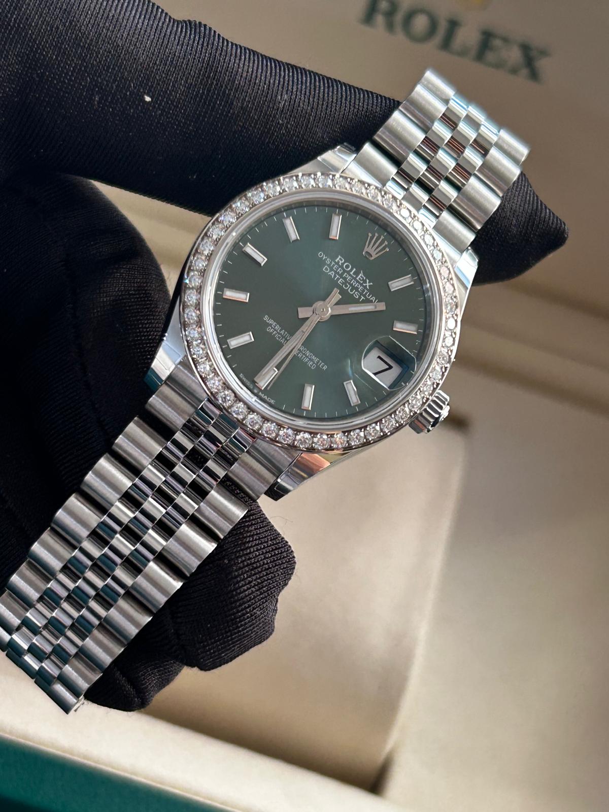 Rolex Datejust 31 278384RBR Green Index Dial Jubilee