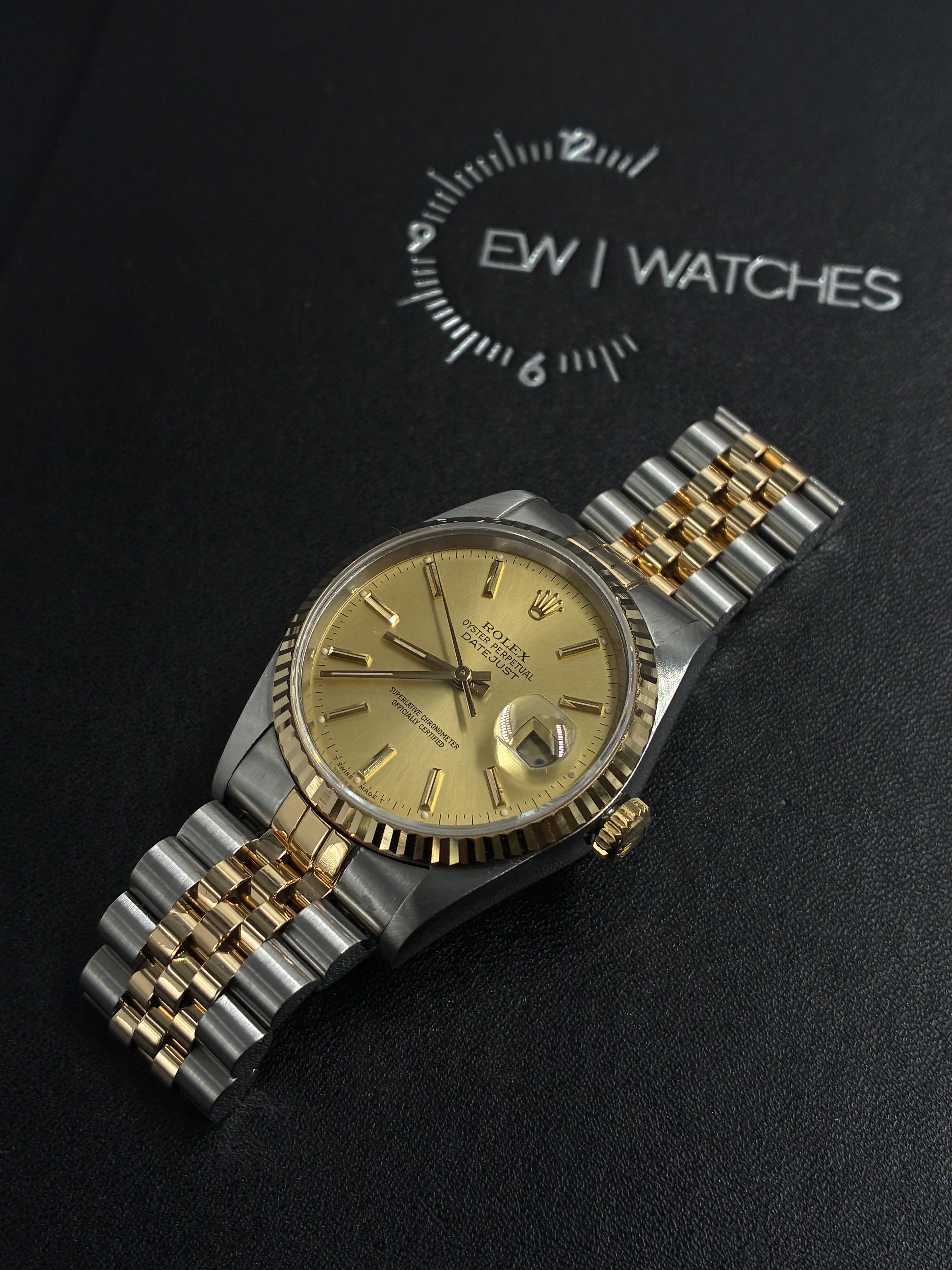Rolex Datejust 36 16233 Champagne Index Jubilee with Original Paper
