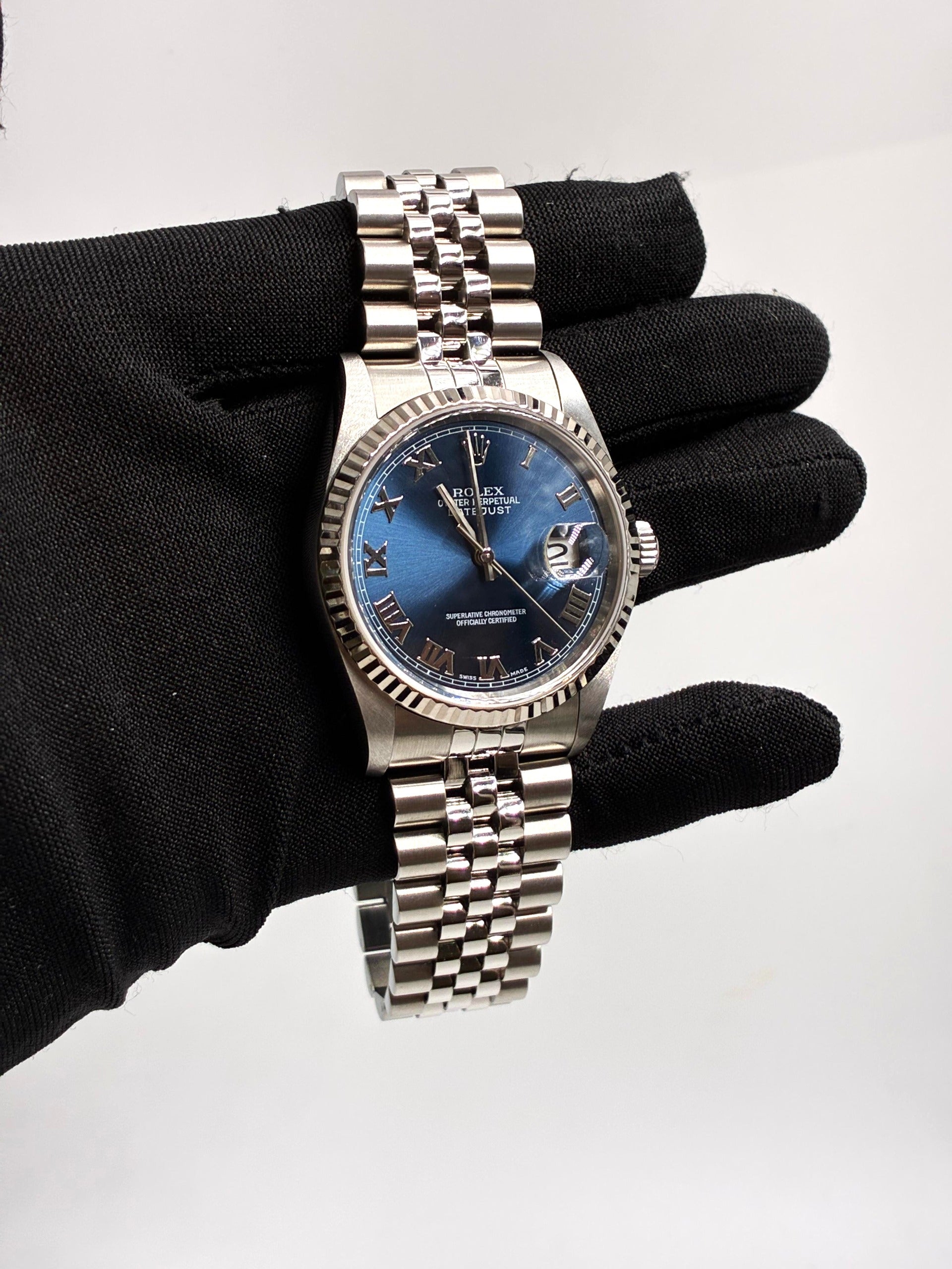 Rolex 16234 Blue Roman Jubilee 2003 Original Paper
