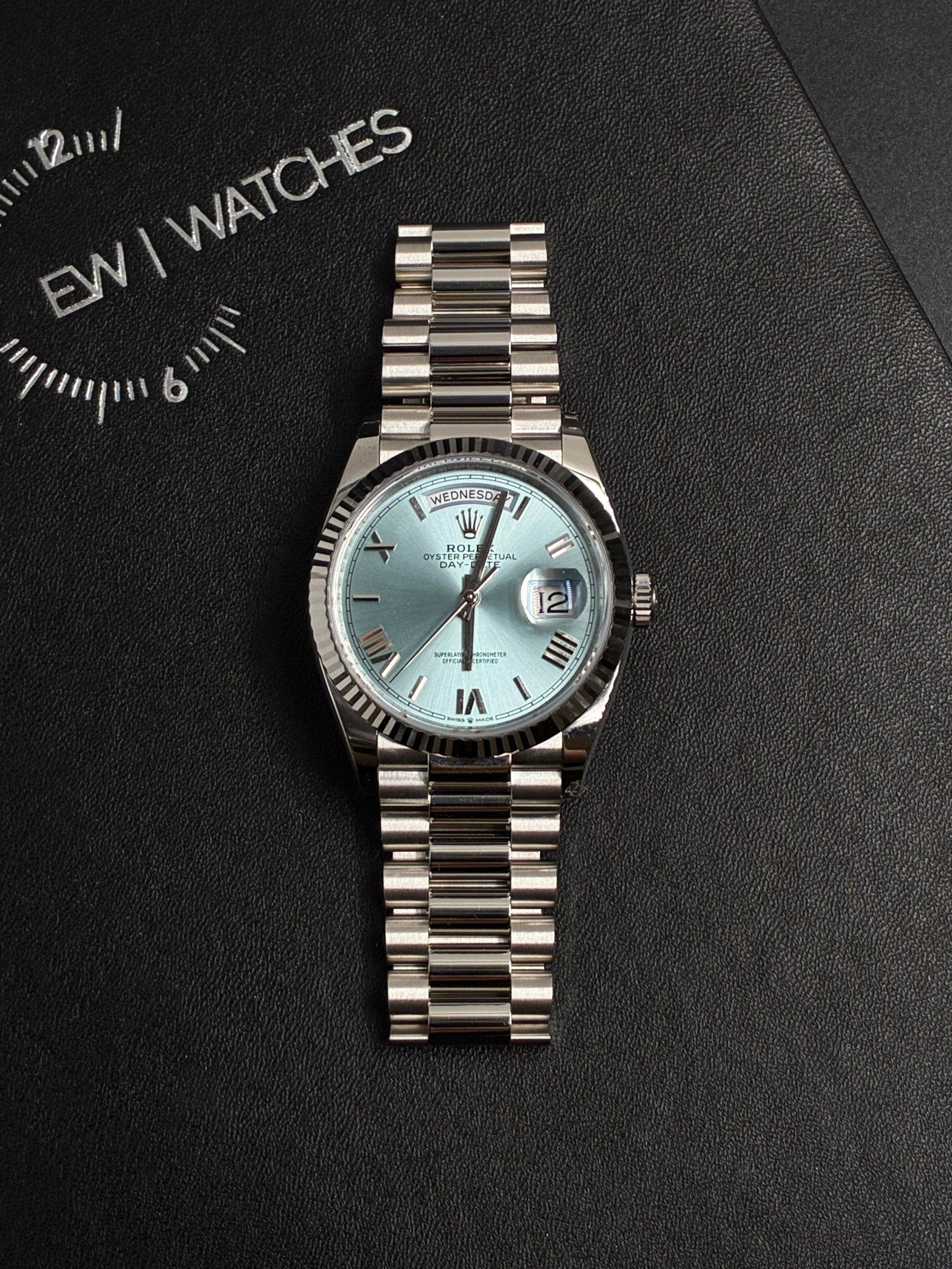 Rolex Day-Date 36 128236 Ice Blue Roman 2026 – EW Watches