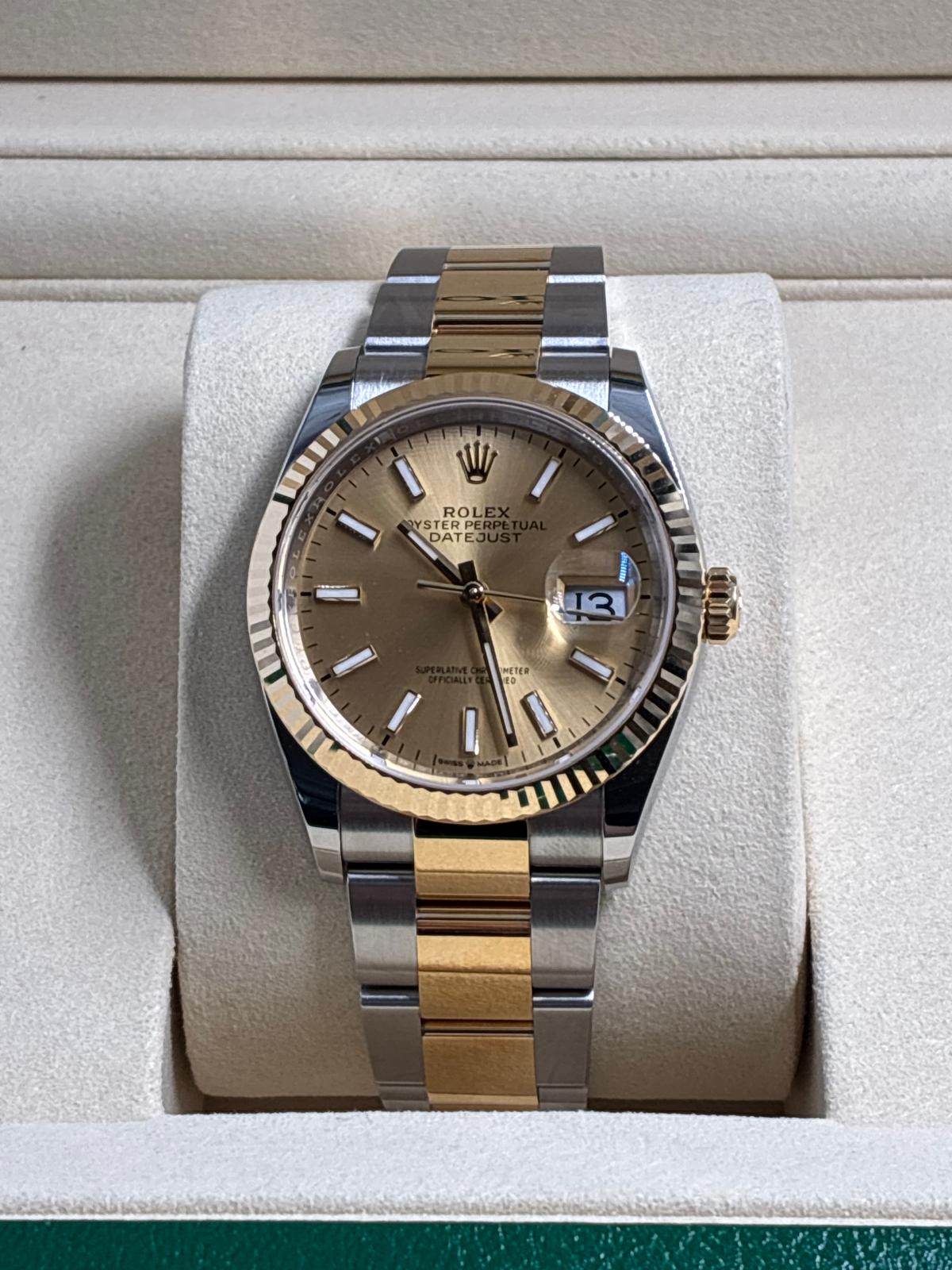 Rolex Datejust 36 126233 Champagne Index Dial Oyster 2025