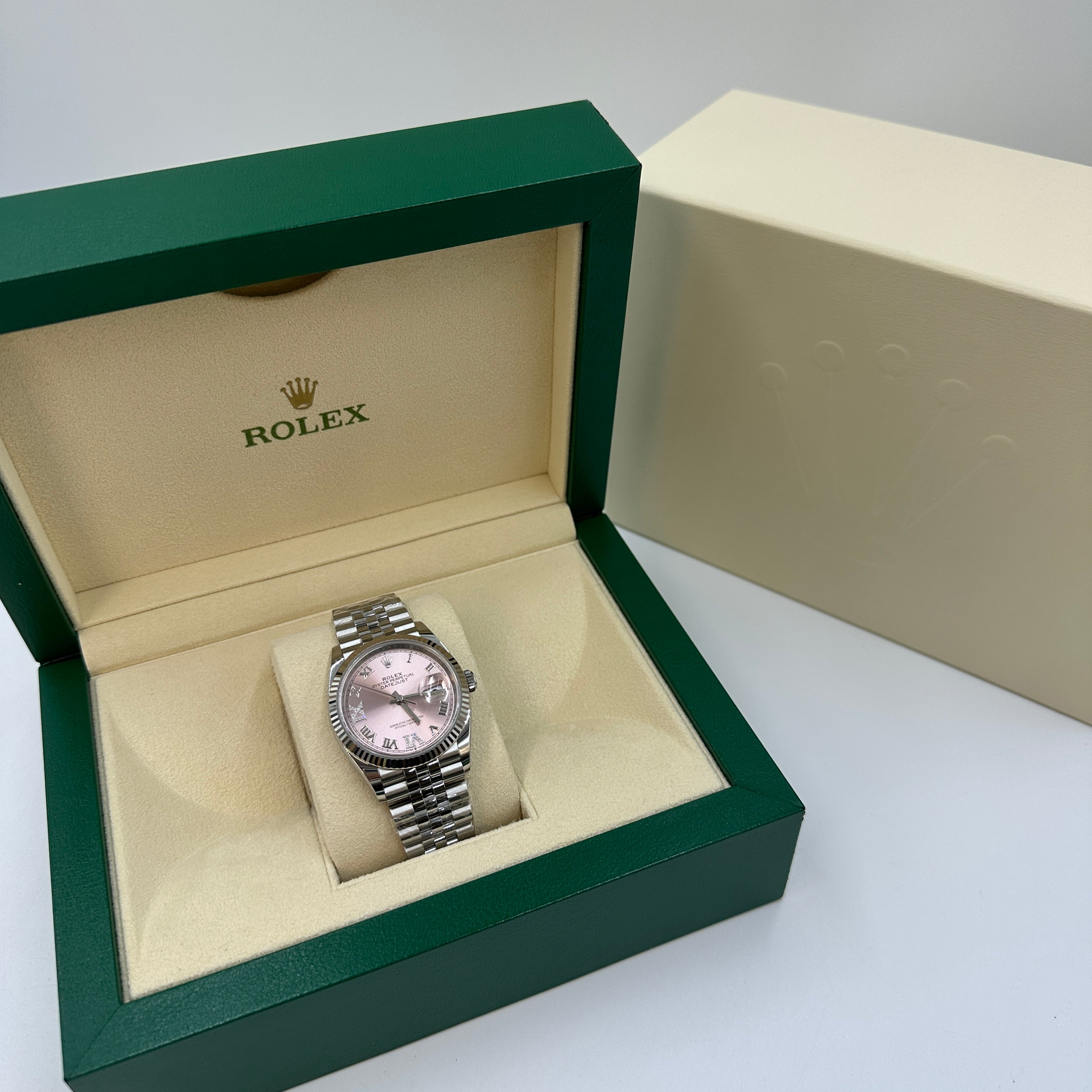 Rolex Datejust 36 126234 Pink Roman VIIX Diamond Dial Jubilee