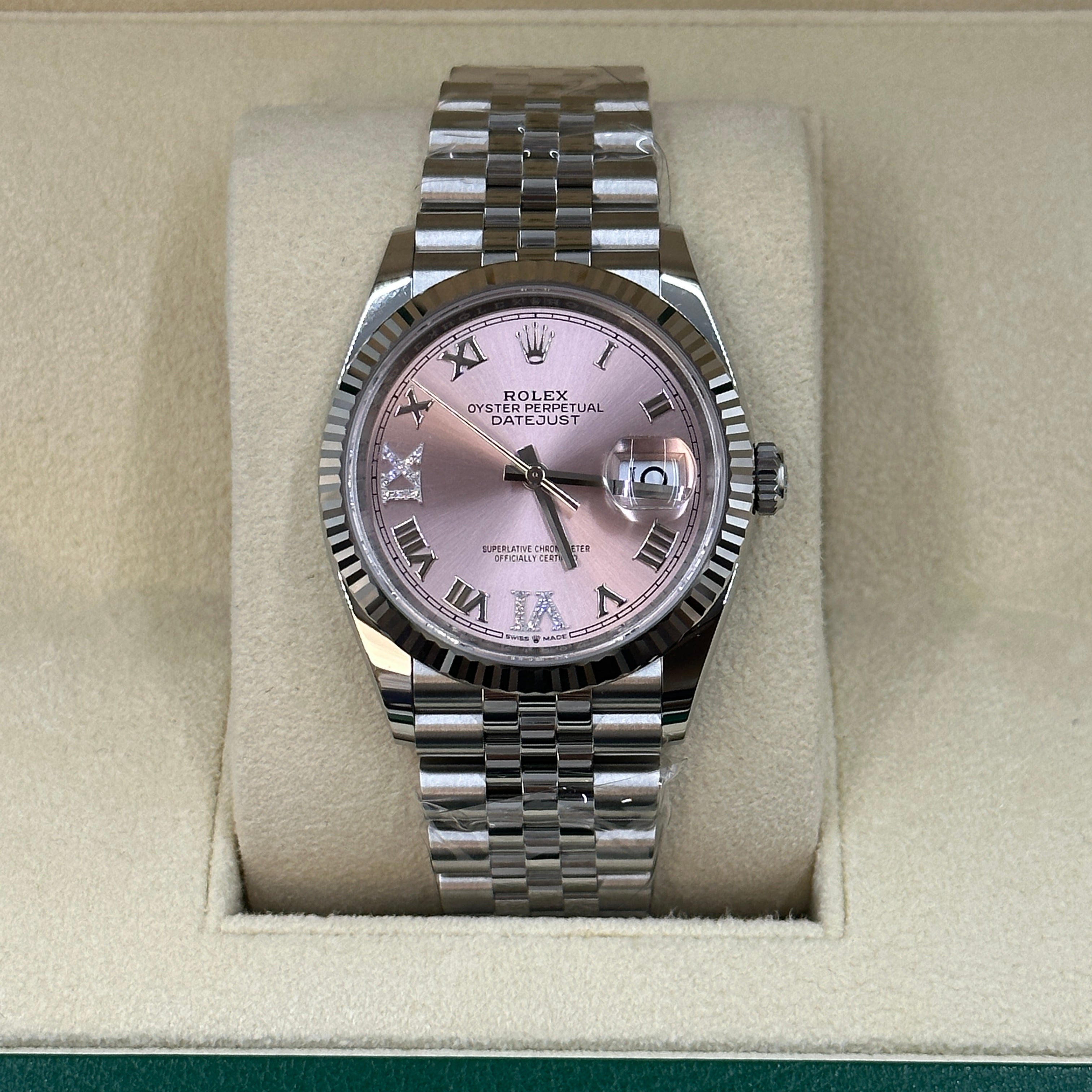 Rolex Datejust 36 126234 Pink Roman VIIX Diamond Dial Jubilee