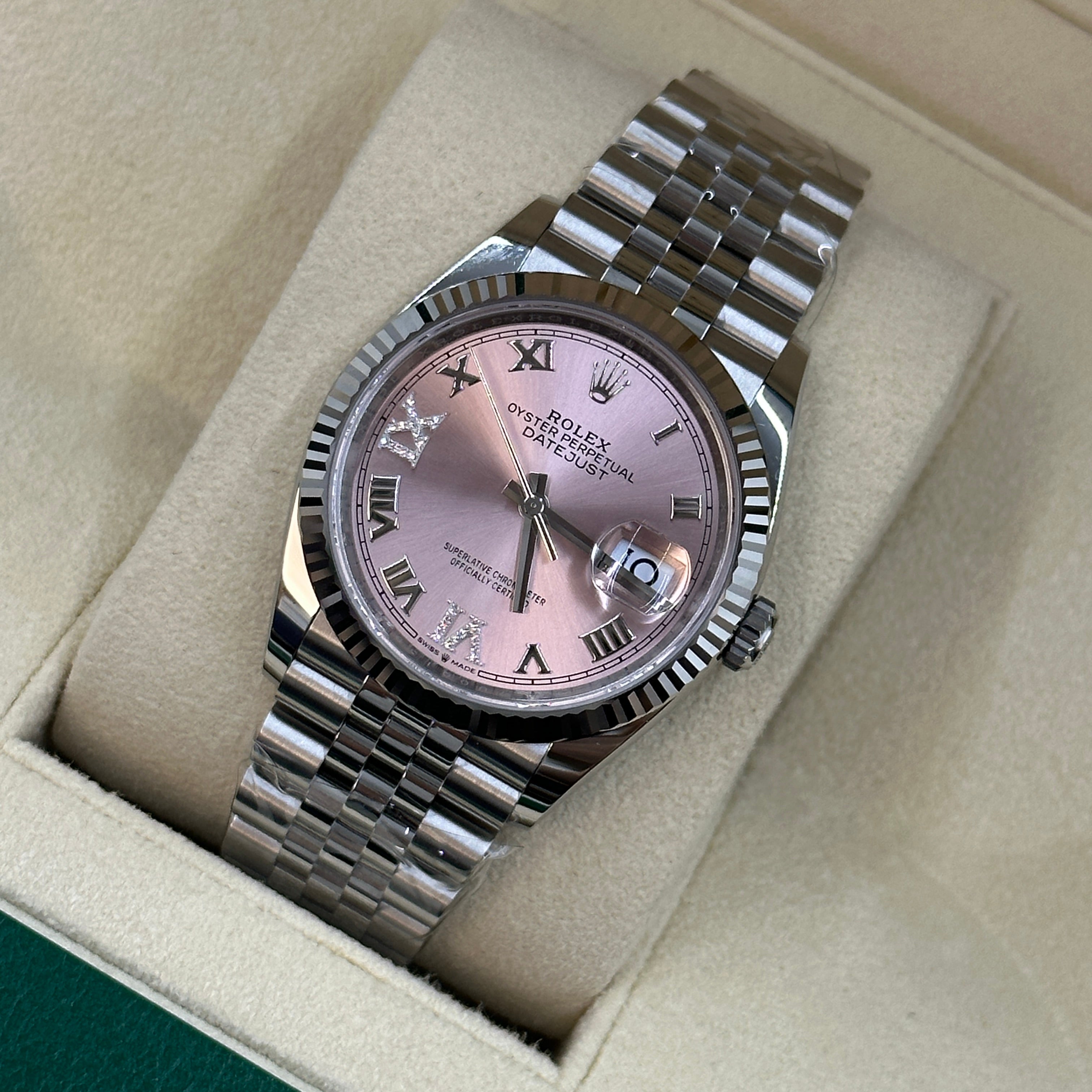 Rolex Datejust 36 126234 Pink Roman VIIX Diamond Dial Jubilee