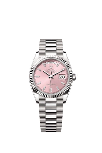 Rolex Day-Date 36 128239 White Gold Pink Diamond Oyster