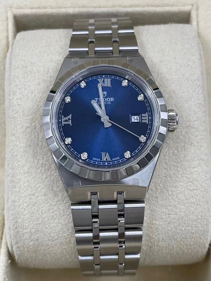 Tudor Royal Date 28 Stainless Steel / Blue - Diamond M28300-0007