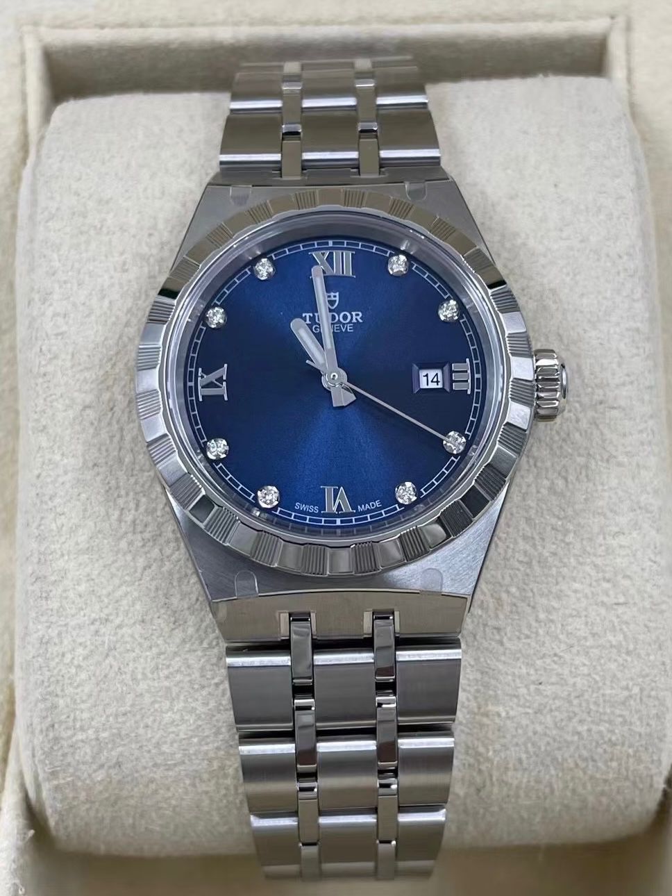Tudor Royal Date 28 Stainless Steel / Blue - Diamond M28300-0007