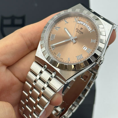 TUDOR Royal Steel case, 41 mm diameter salmon pink surface M28600-0009