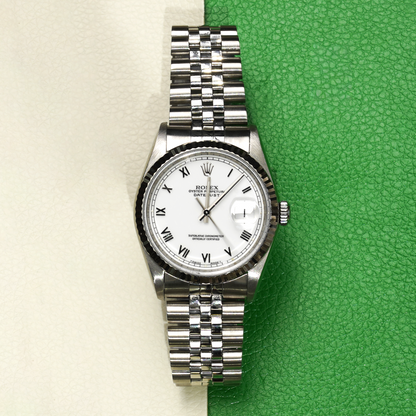 Rolex Datejust 36  16234 White Roman Jubilee 1994 full set