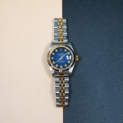 Rolex Lady-Datejust 79173G Blue Vignette Jubilee 2004 full set