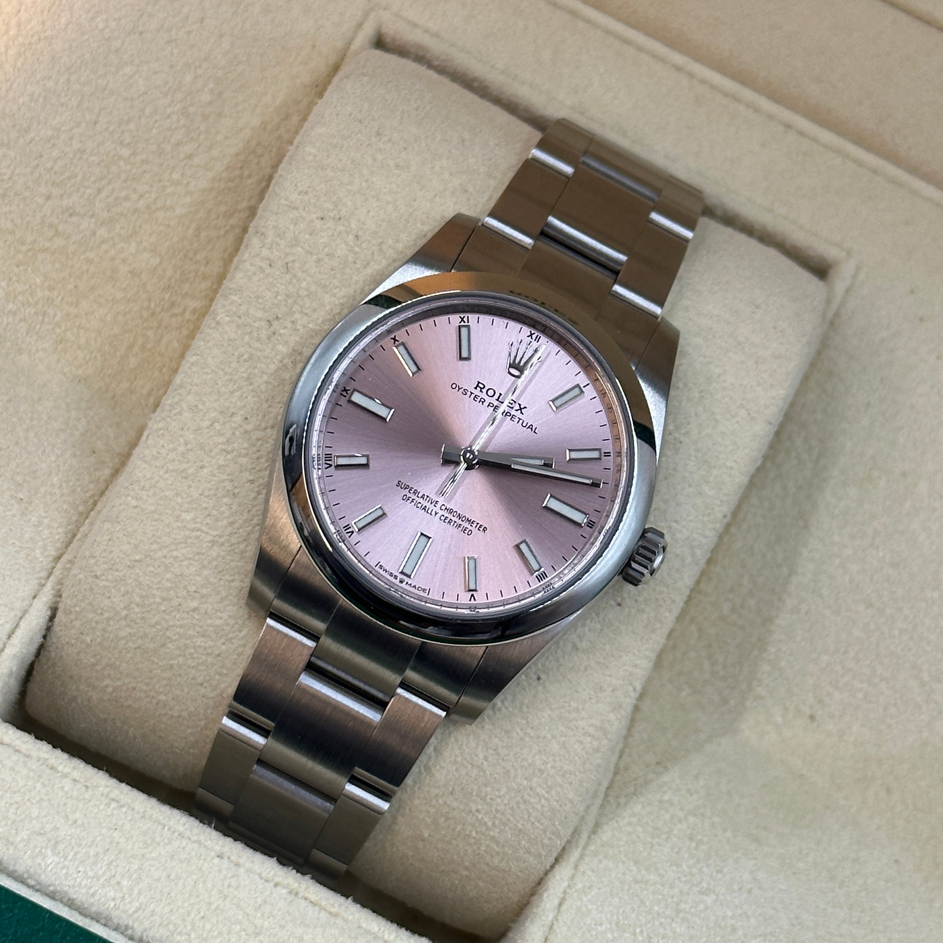 Rolex Oyster Perpetual 34 124200 Pink Index 2025 – EW Watches