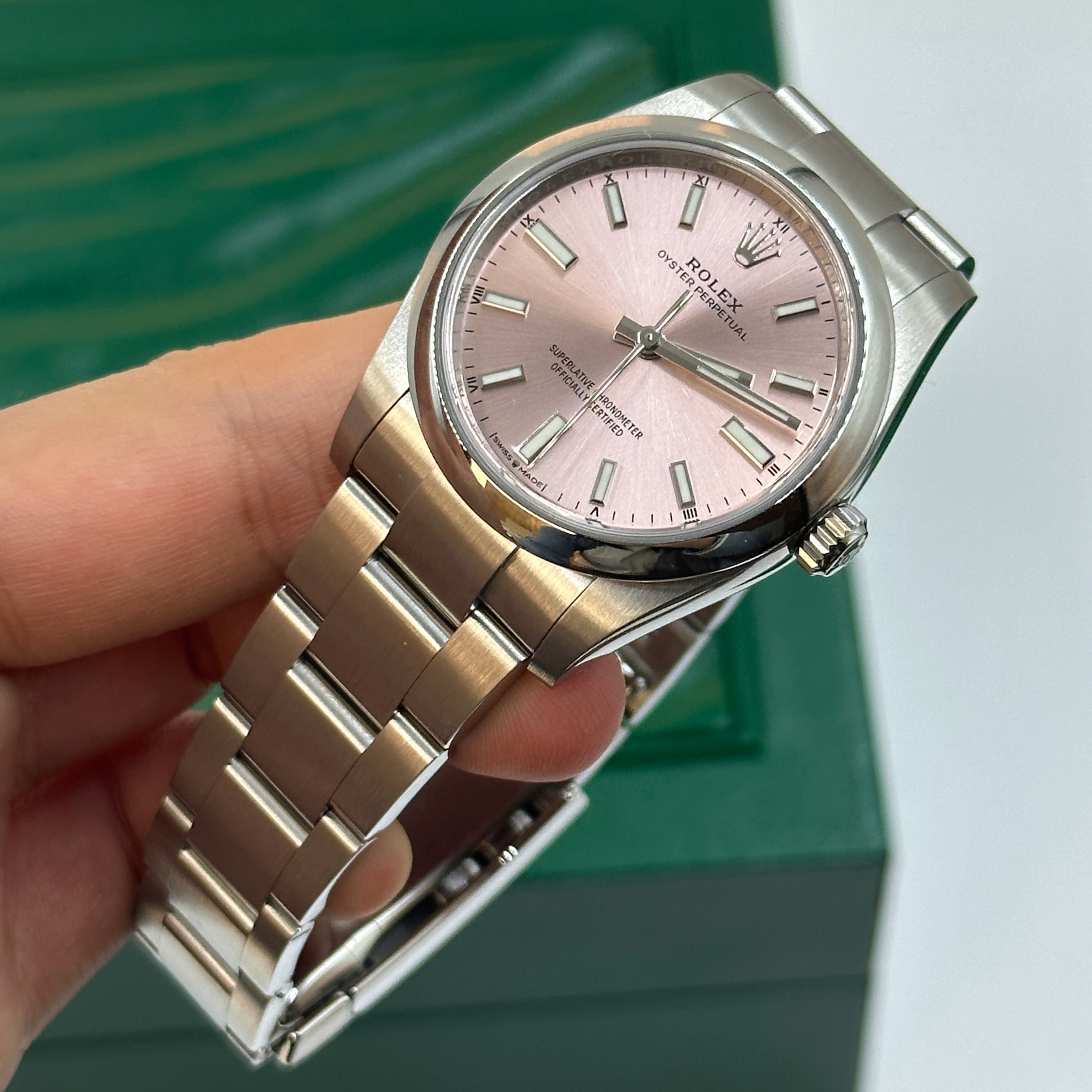 Rolex Oyster Perpetual 34 124200 Pink Index 2025 – EW Watches