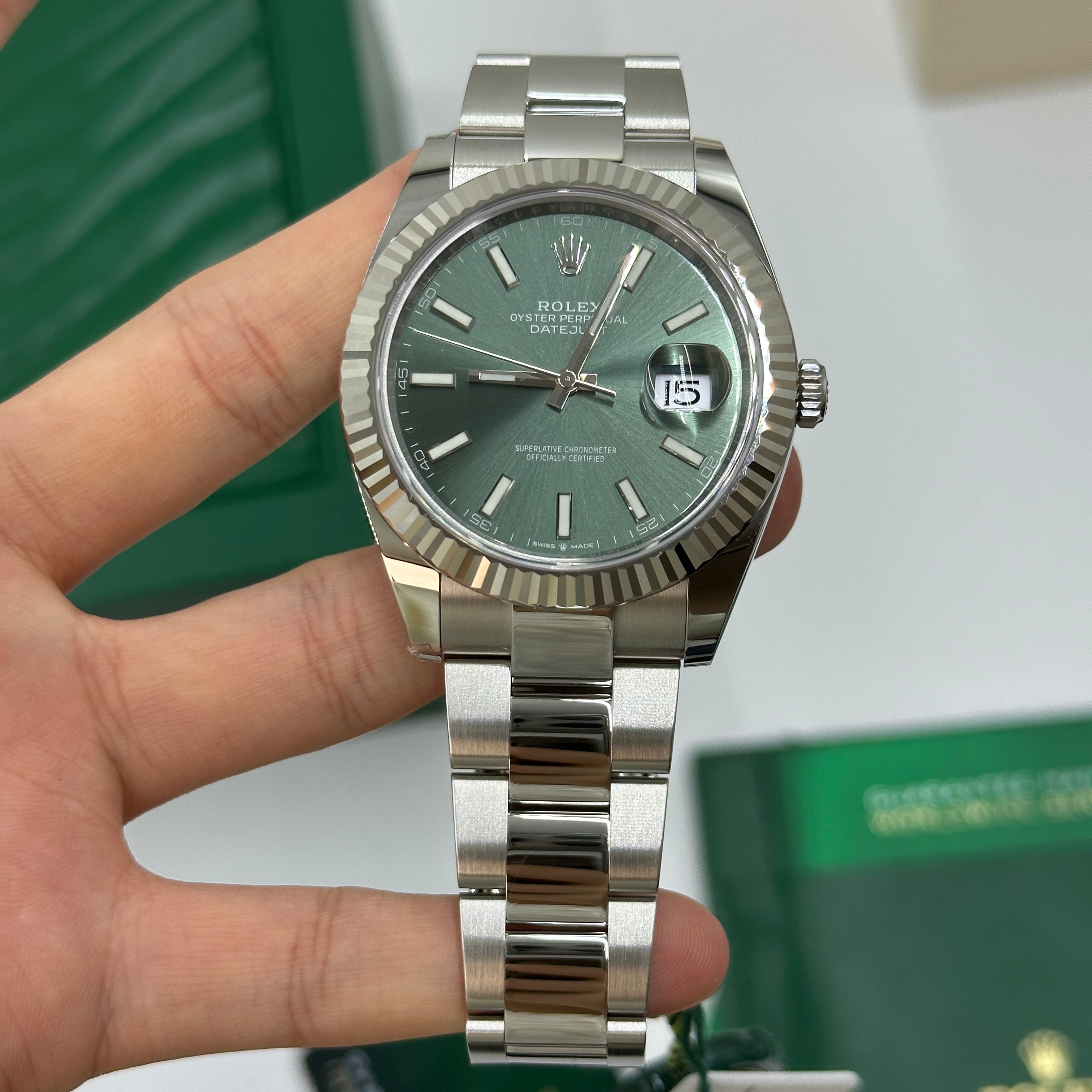 Rolex Datejust 41 126334 Mint Green Index Oyster 2025
