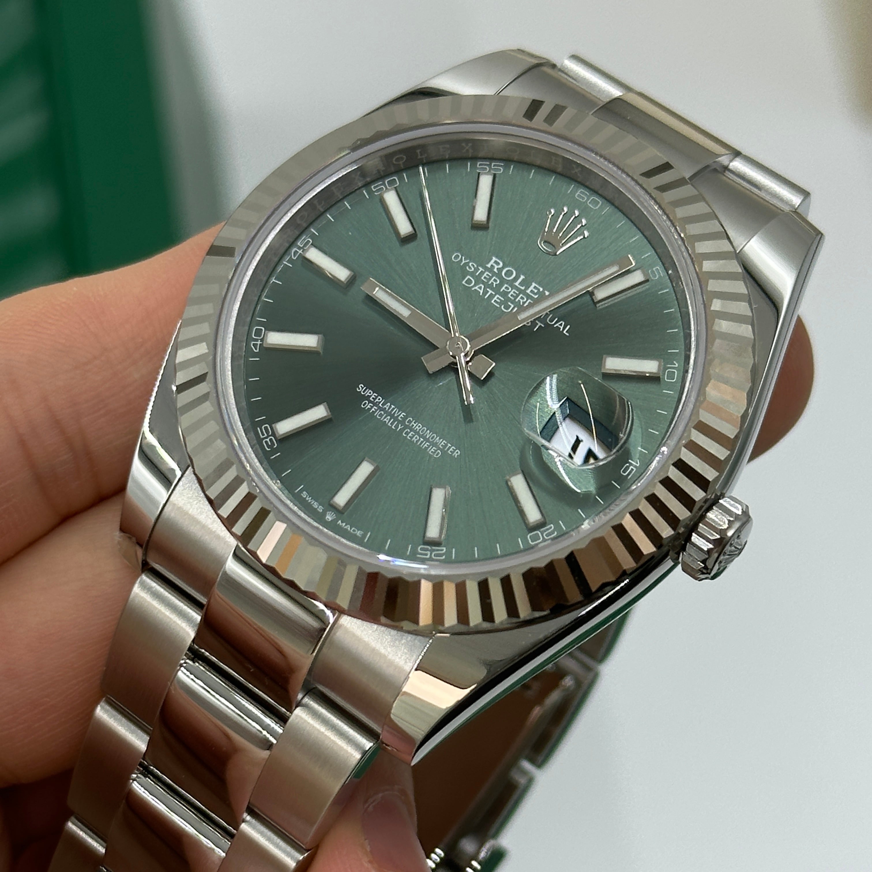 Rolex Datejust 41 126334 Mint Green Index Oyster 2025