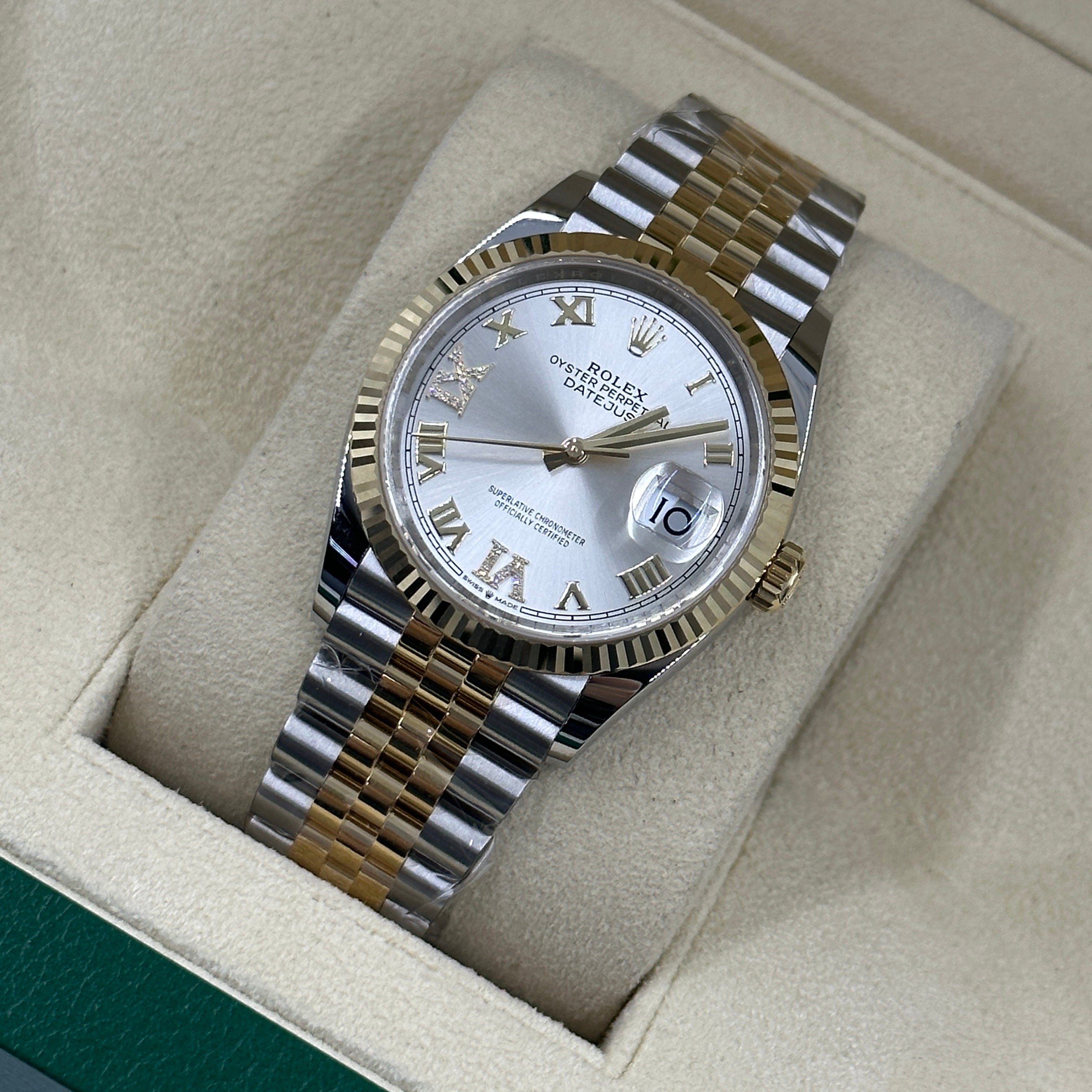 Rolex Datejust 36 126233 SILVER VIIX Yellow Gold Steel JUB