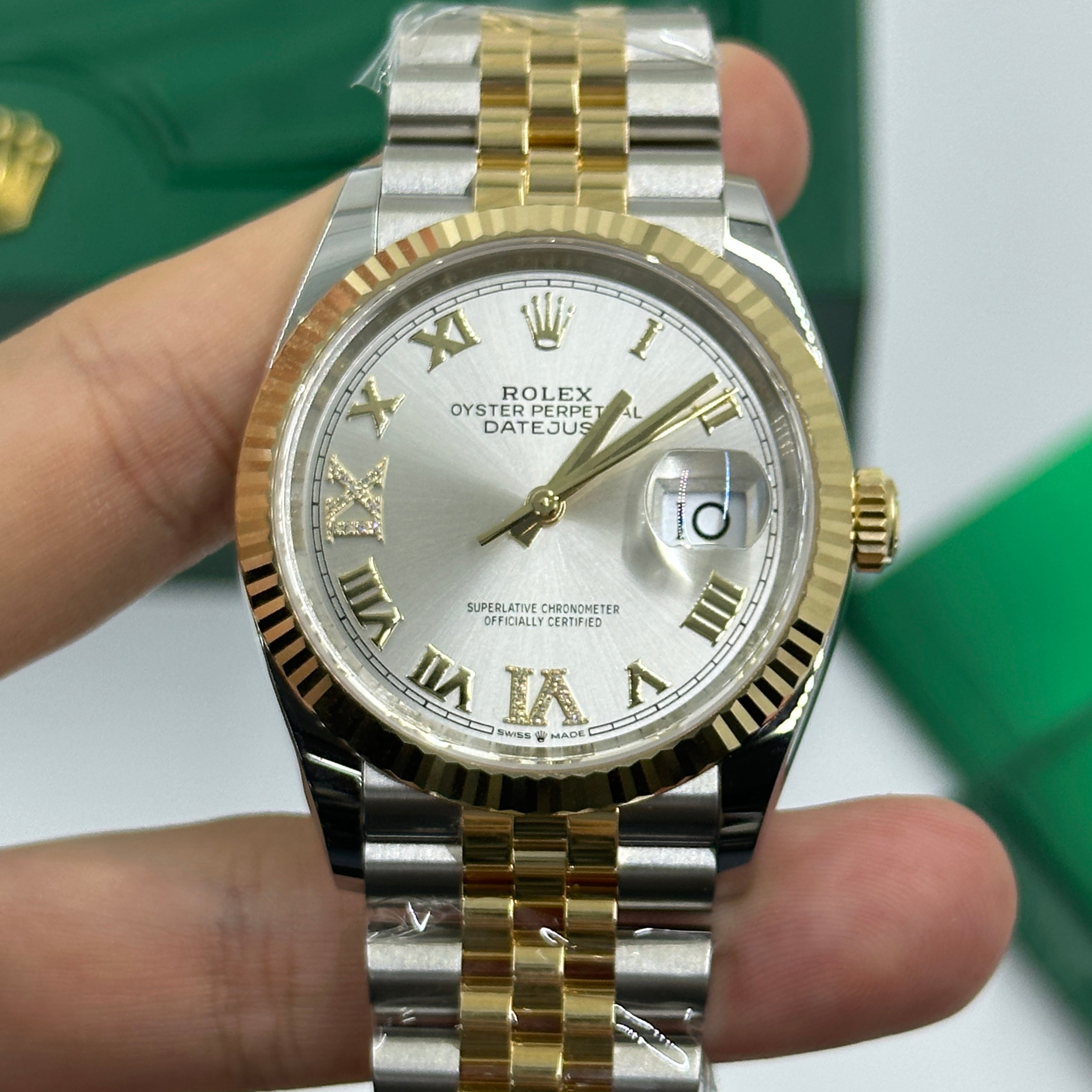 Rolex Datejust 36 126233 SILVER VIIX Yellow Gold Steel JUB