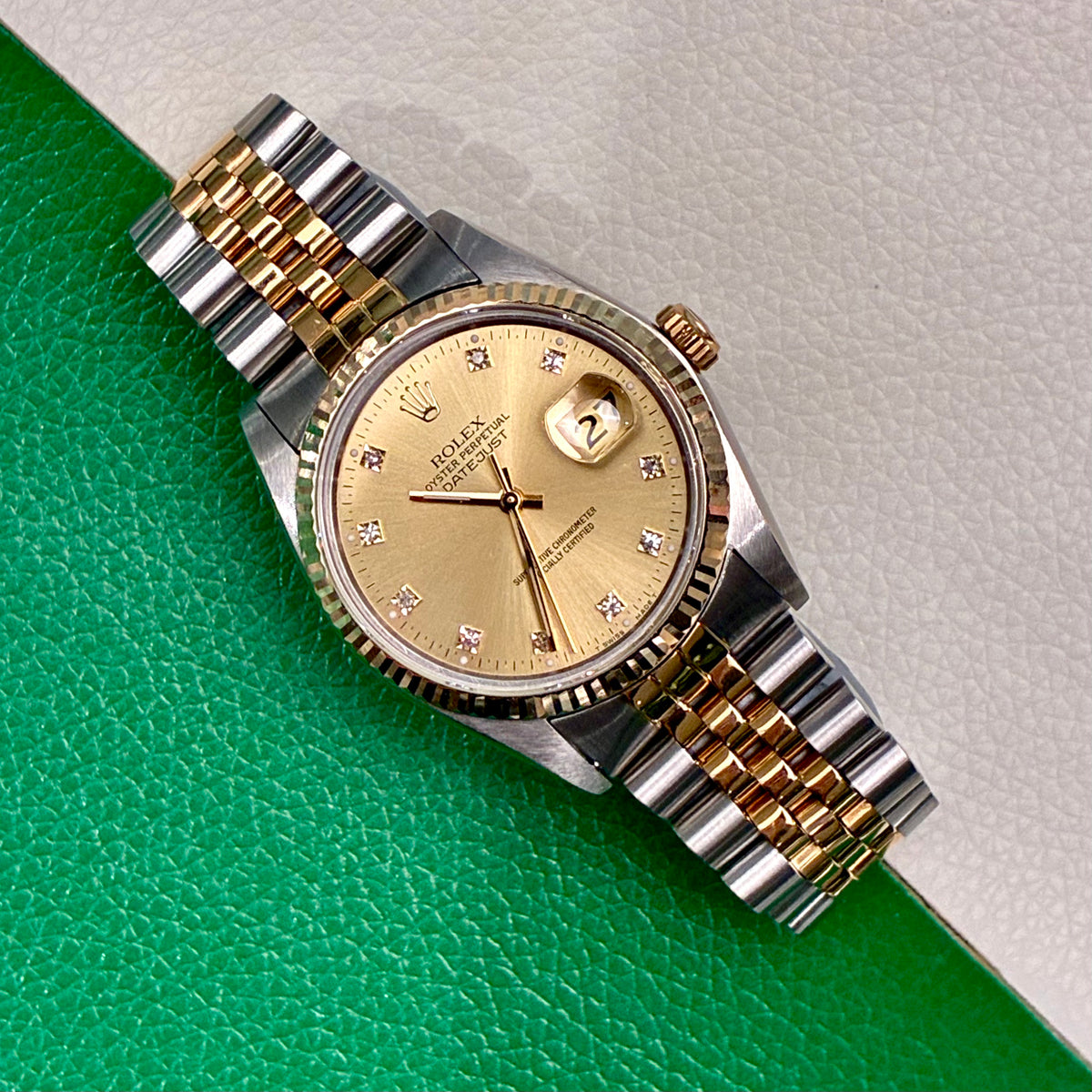 Rolex Datejust 36  16013 Champagne Diamond Jubilee 1986 Full Set-AAD