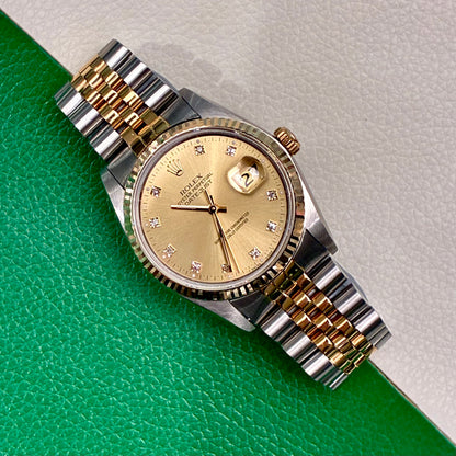 Rolex Datejust 36  16013 Champagne Diamond Jubilee 1986 Full Set-AAD