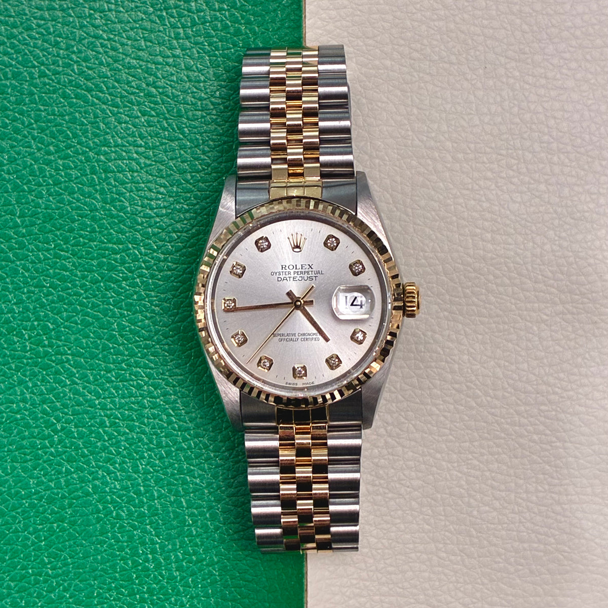 Rolex Datejust 36 16233 Silver Diamond Jubilee Full Set-AAF