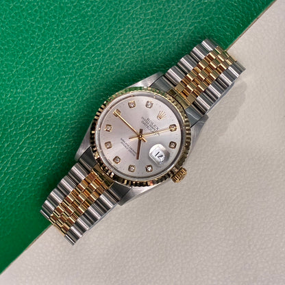 Rolex Datejust 36 16233 Silver Diamond Jubilee Full Set-AAF