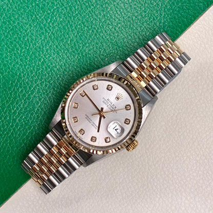 Rolex Datejust 36 16233 Silver Diamond Jubilee Full Set-AAF