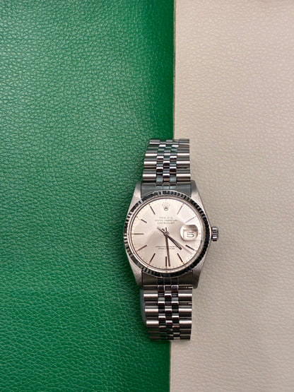 Rolex Datejust 36 16014 Silver Index Jubilee Full Set-AAG