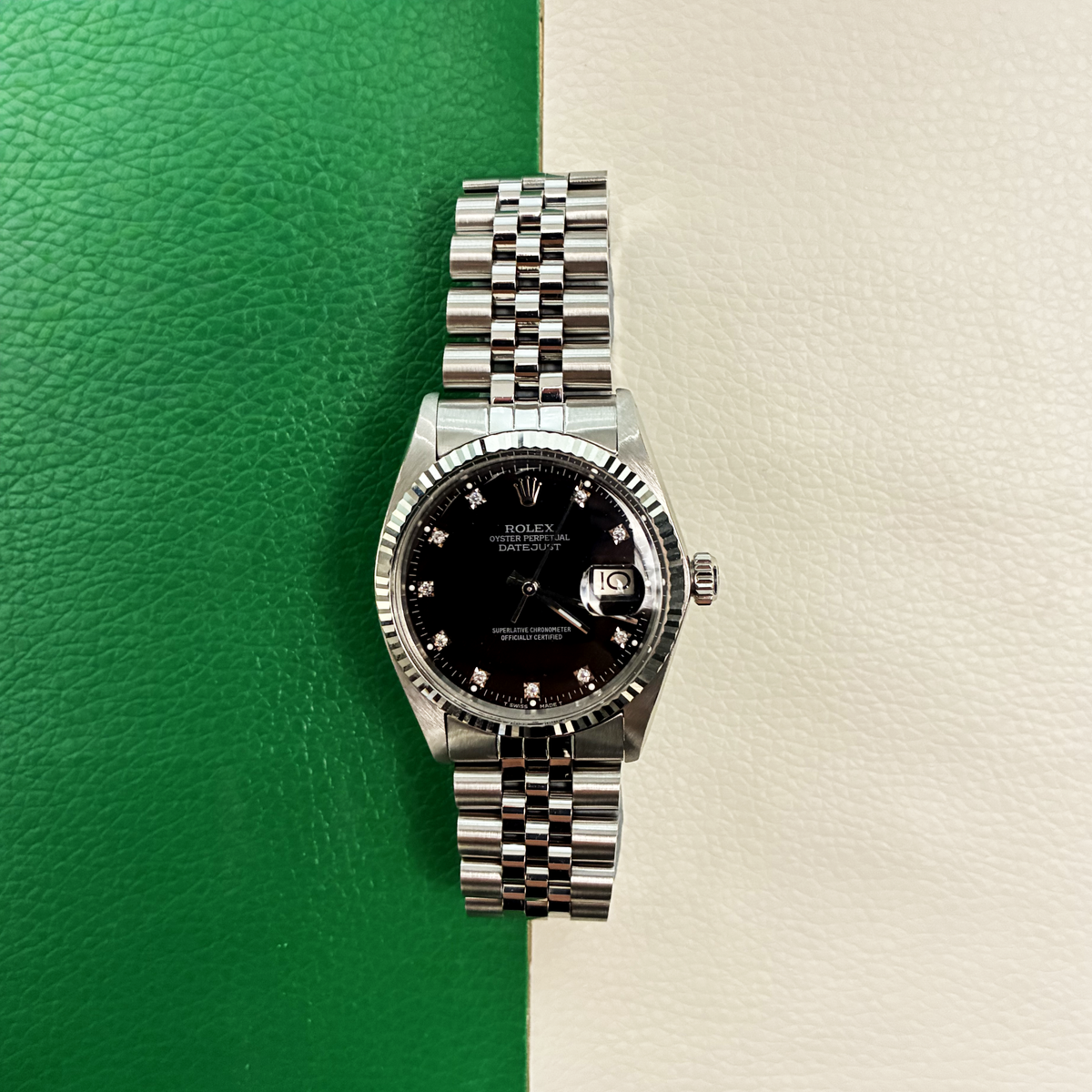 Rolex Datejust 36 16014 Black Diamond Jubilee Full Set-AAH
