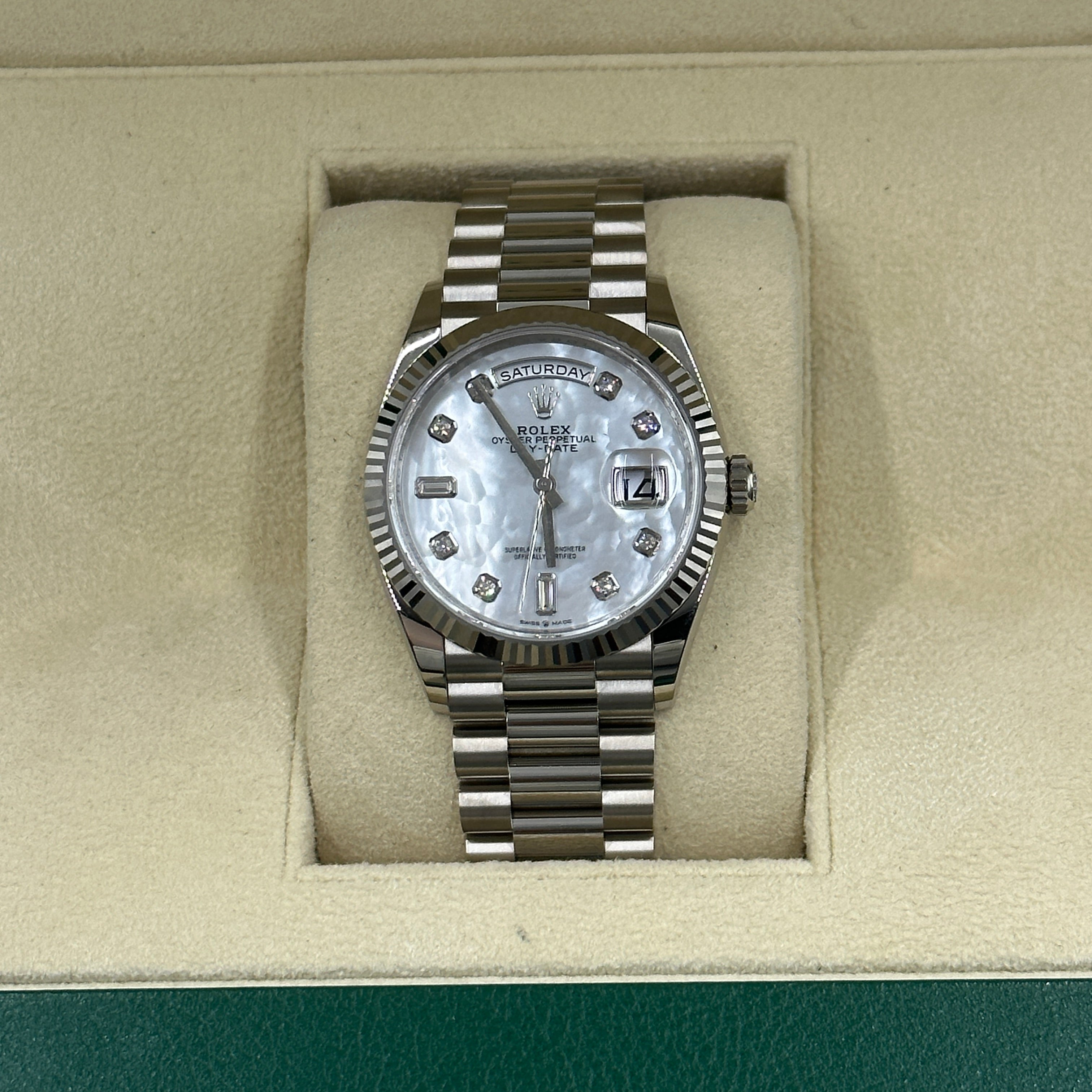 Rolex Day-Date 36 128239NG White Gold Mother Of Pearl Jubilee 2025