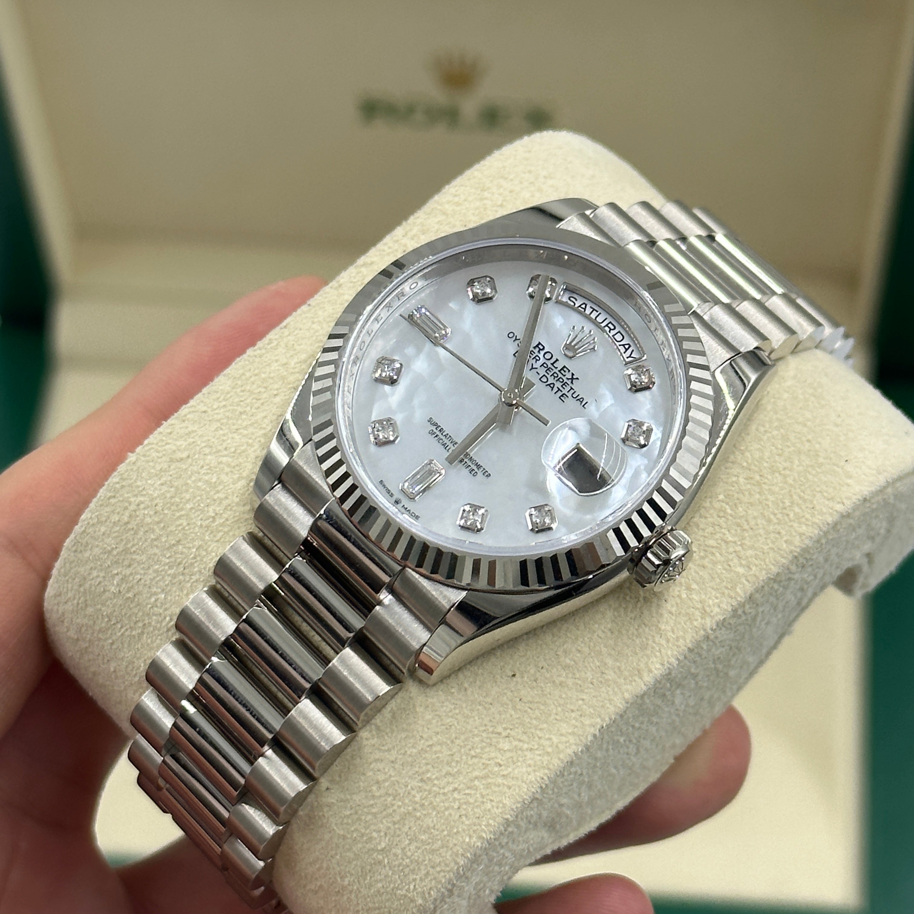 Rolex Day-Date 36 128239NG White Gold Mother Of Pearl Jubilee 2025