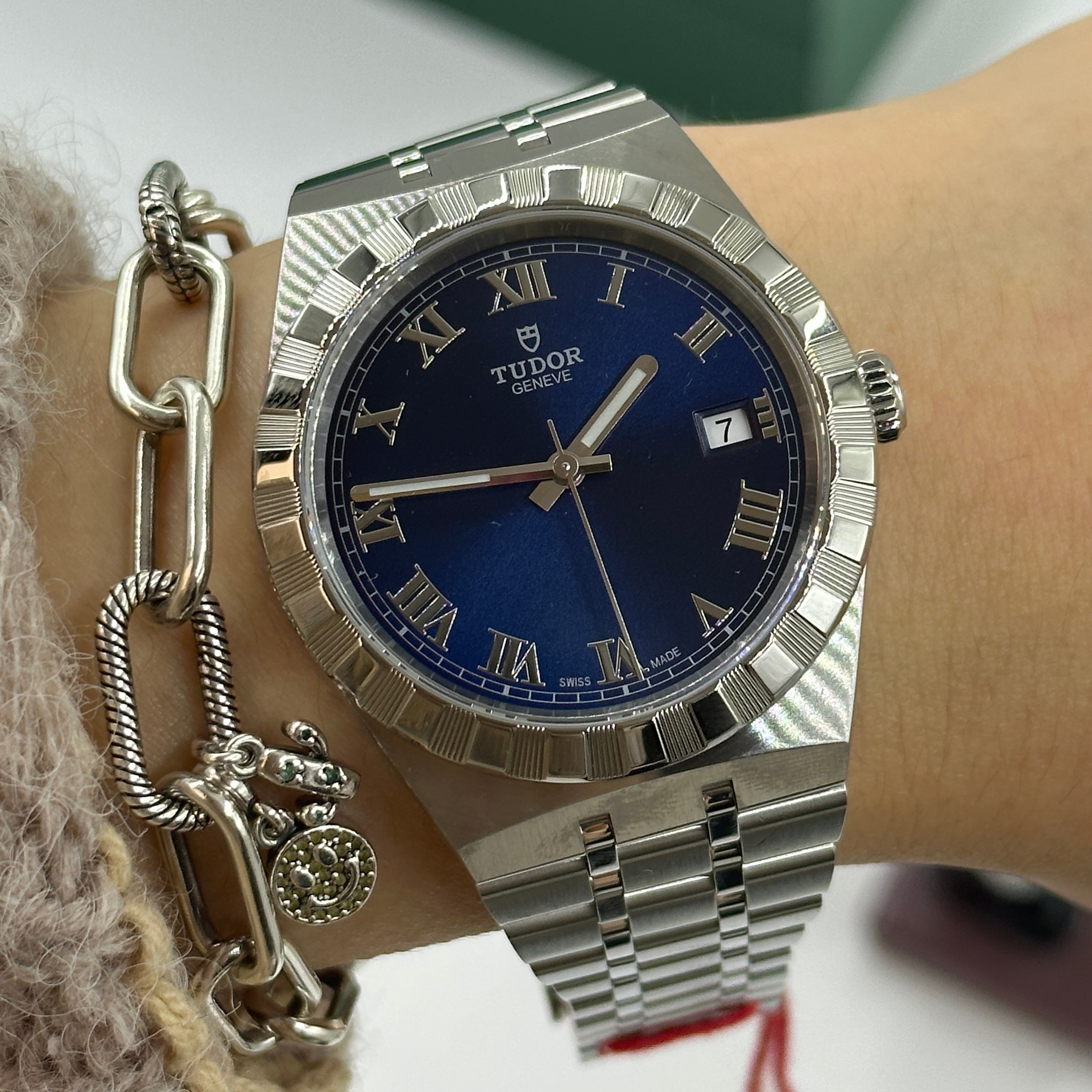 Tudor Royal Blue Roman Steel M28500-0005