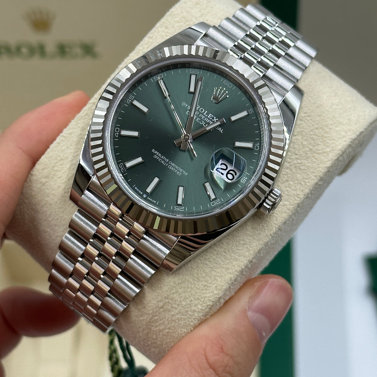 Rolex Datejust 41 126334 Mint Green Index Jubilee 2025