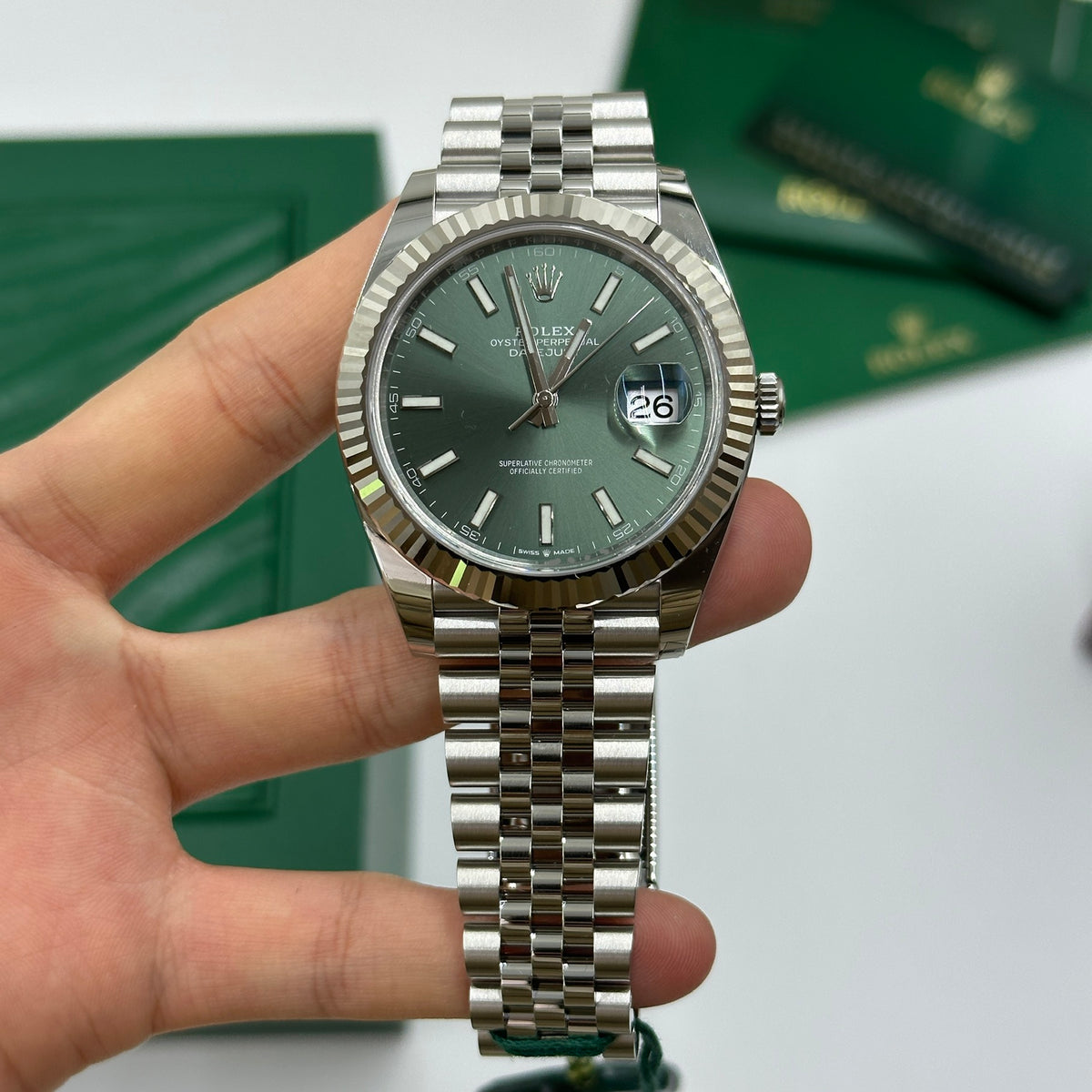Rolex Datejust 41 126334 Mint Green Index Jubilee 2025