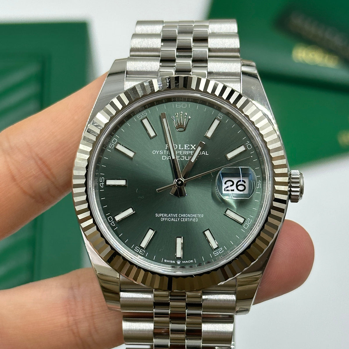Rolex Datejust 41 126334 Mint Green Index Jubilee 2025