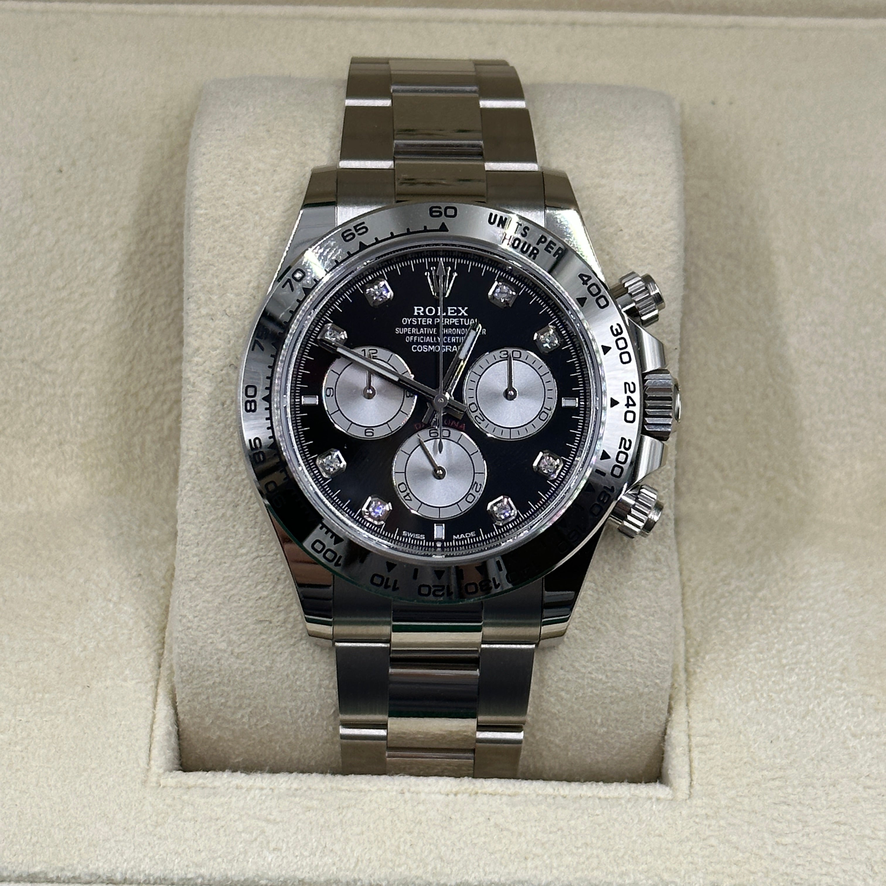 Rolex Cosmograph Daytona 126509 Bright black and steel set with diamonds