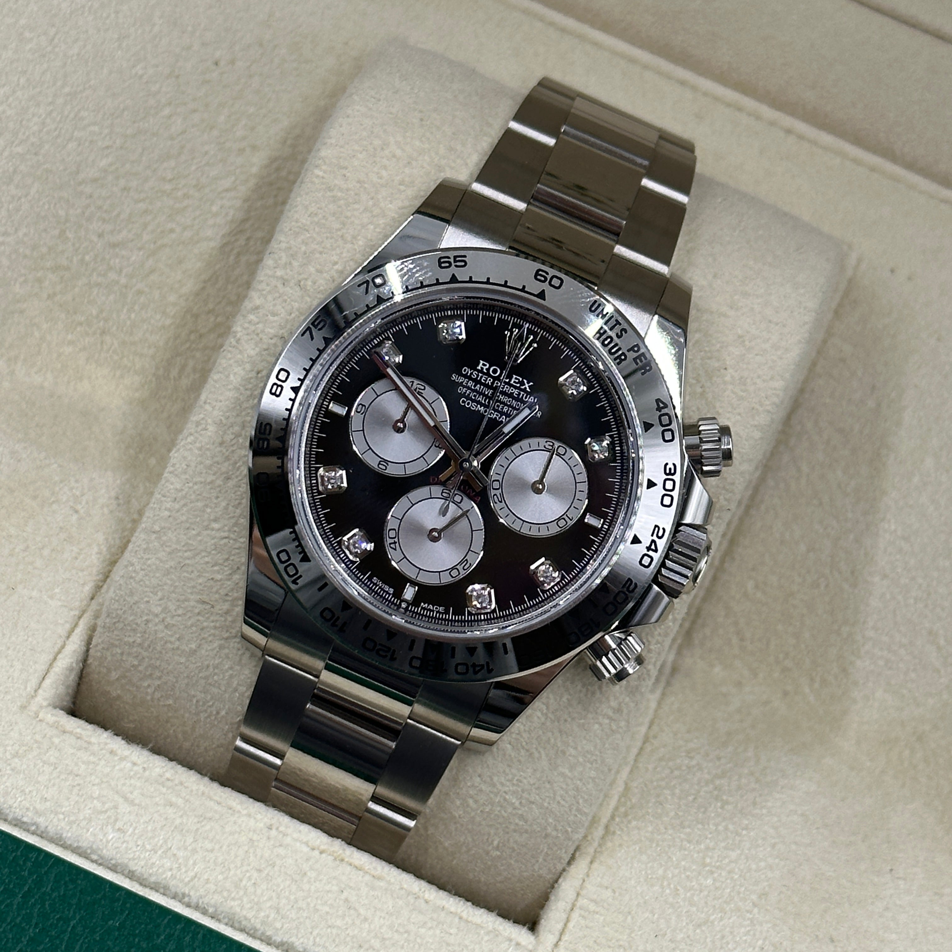 Rolex Cosmograph Daytona 126509 Bright black and steel set with diamonds