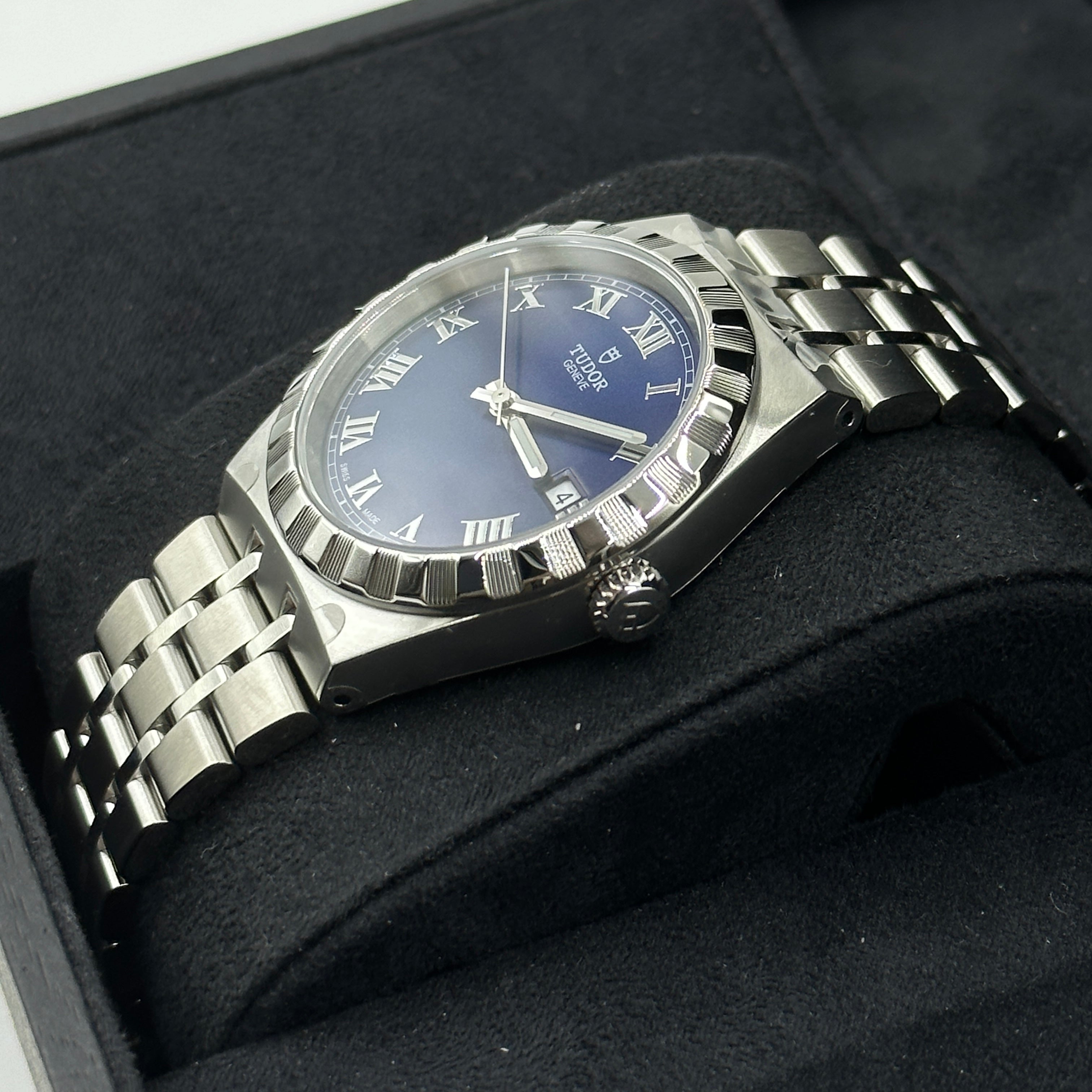 Tudor Royal Blue Roman Steel M28500-0005