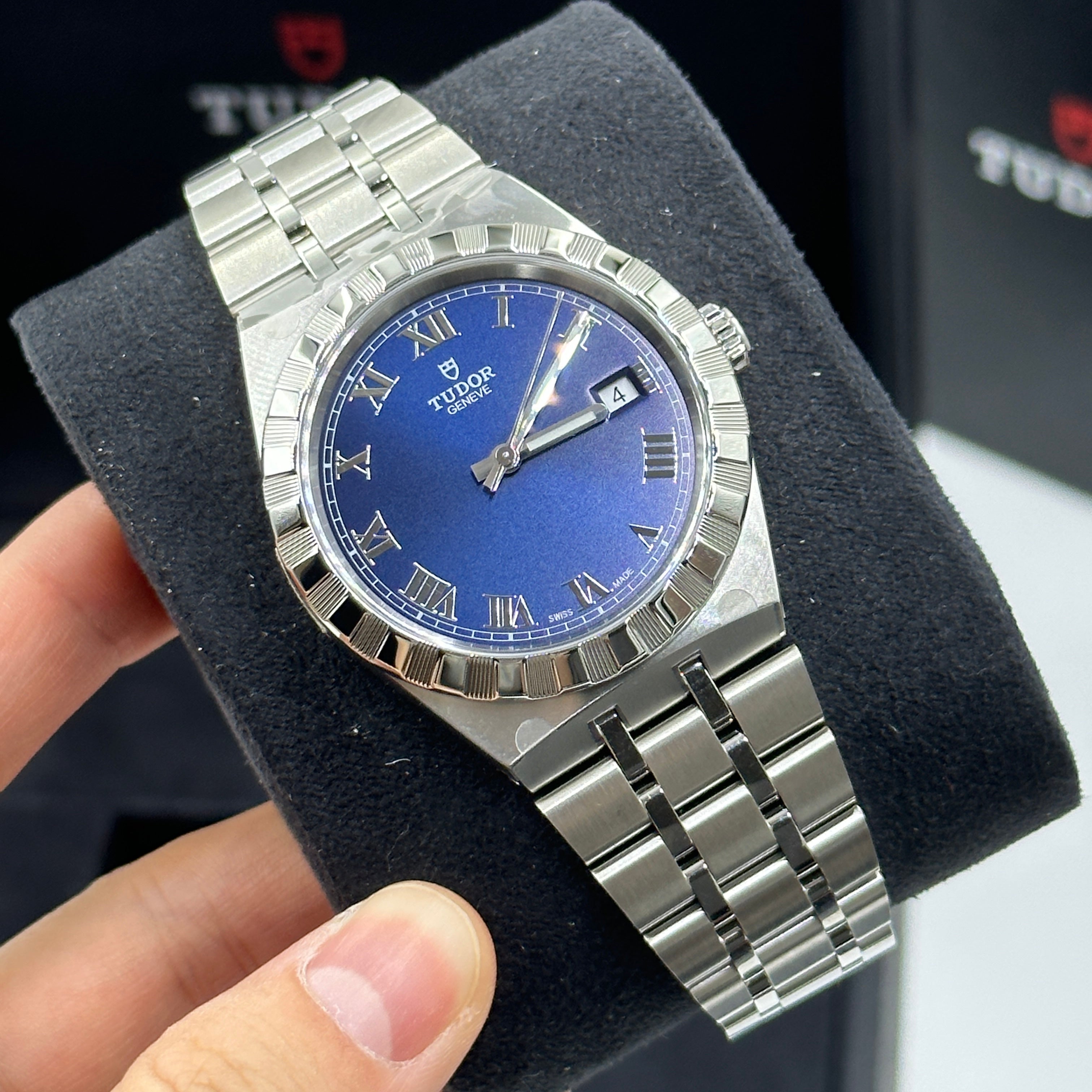 Tudor Royal Blue Roman Steel M28500-0005