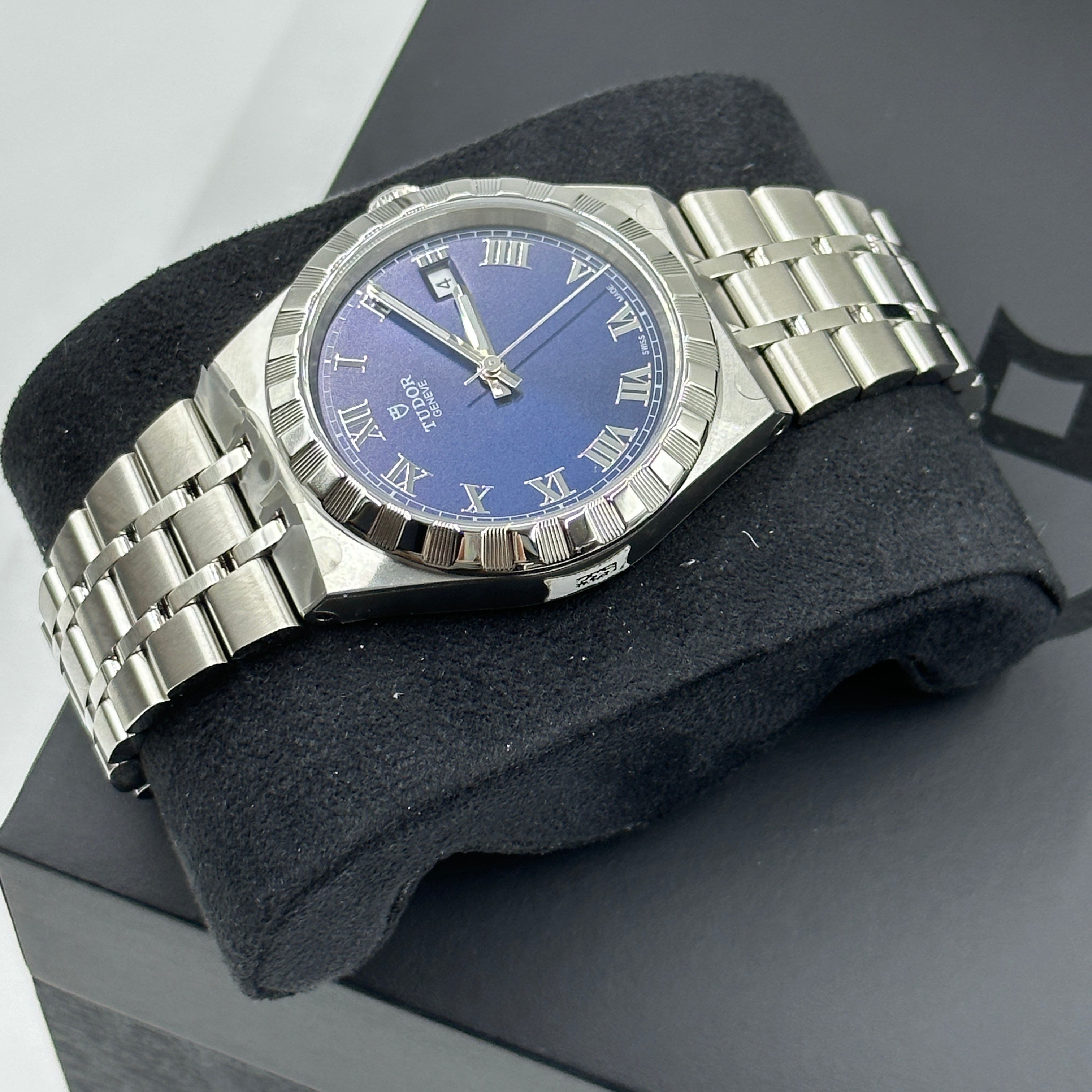 Tudor Royal Blue Roman Steel M28500-0005