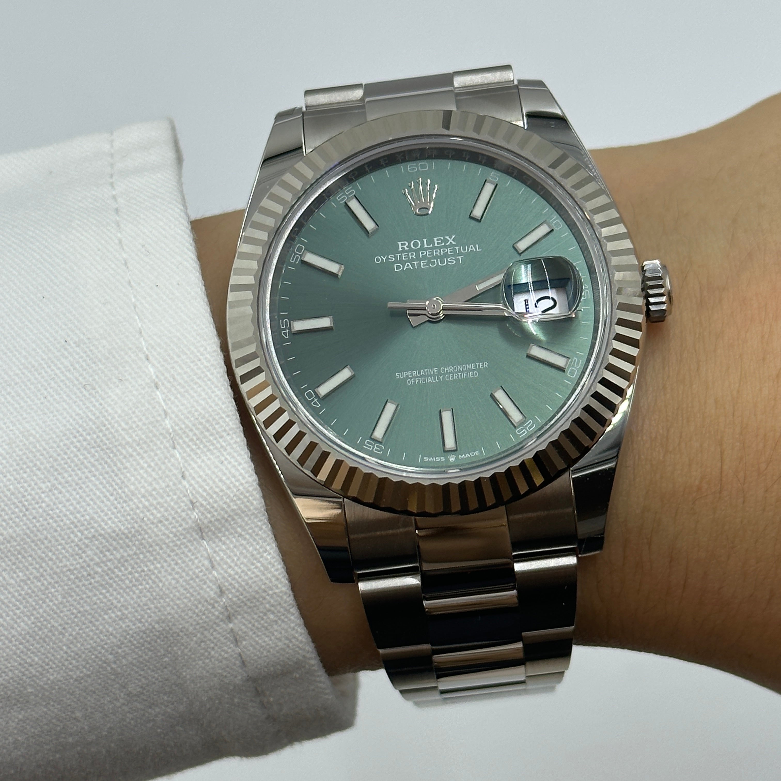 Rolex Datejust 41 126334 Mint Green Index Oyster 2025
