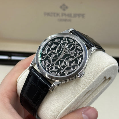 Patek Philippe Calatrava Engraved Black Dial Platinum Ref. 5088/100P-001  2022